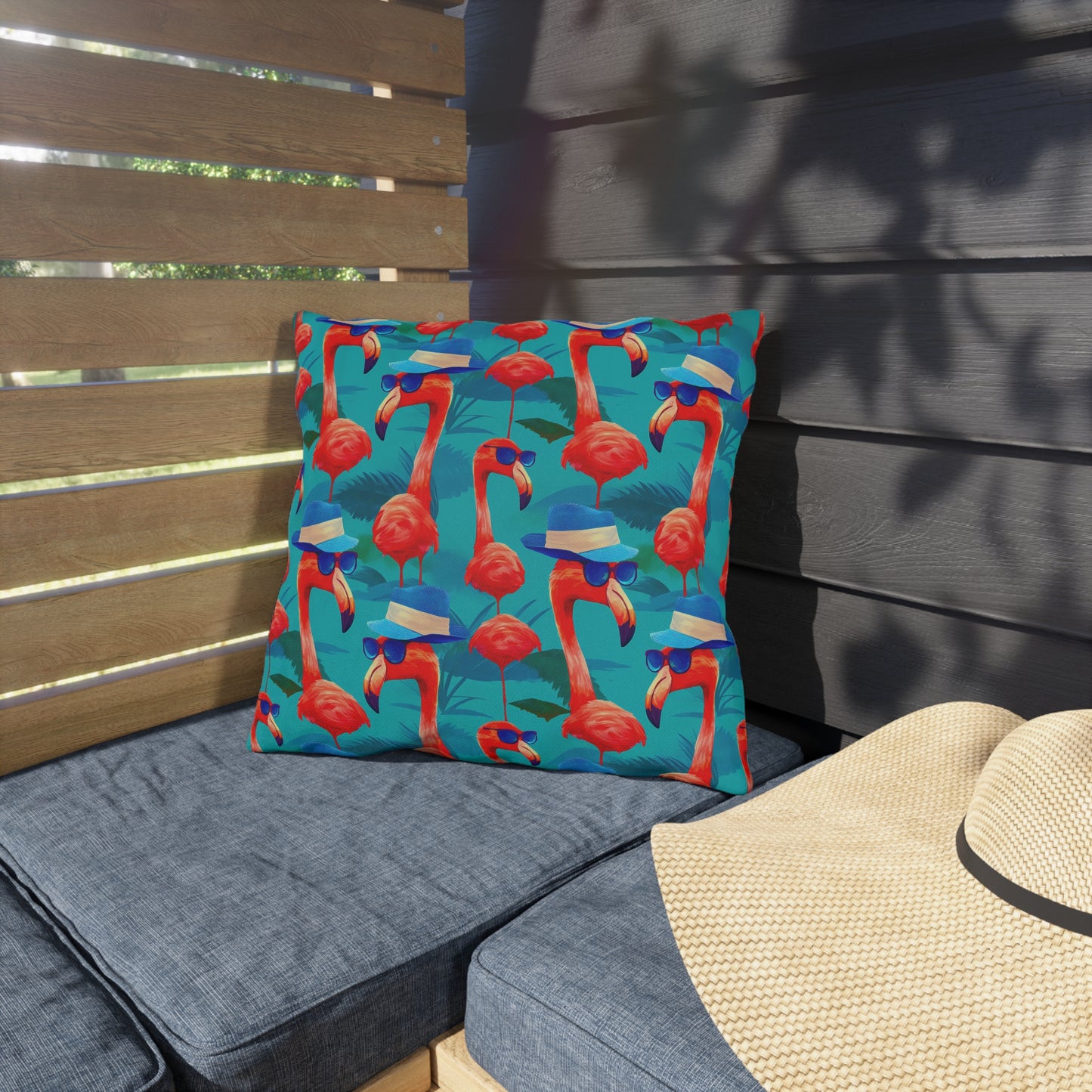 Durable Outdoor Pillow | Funny Pink Flamingos Throw Pillow