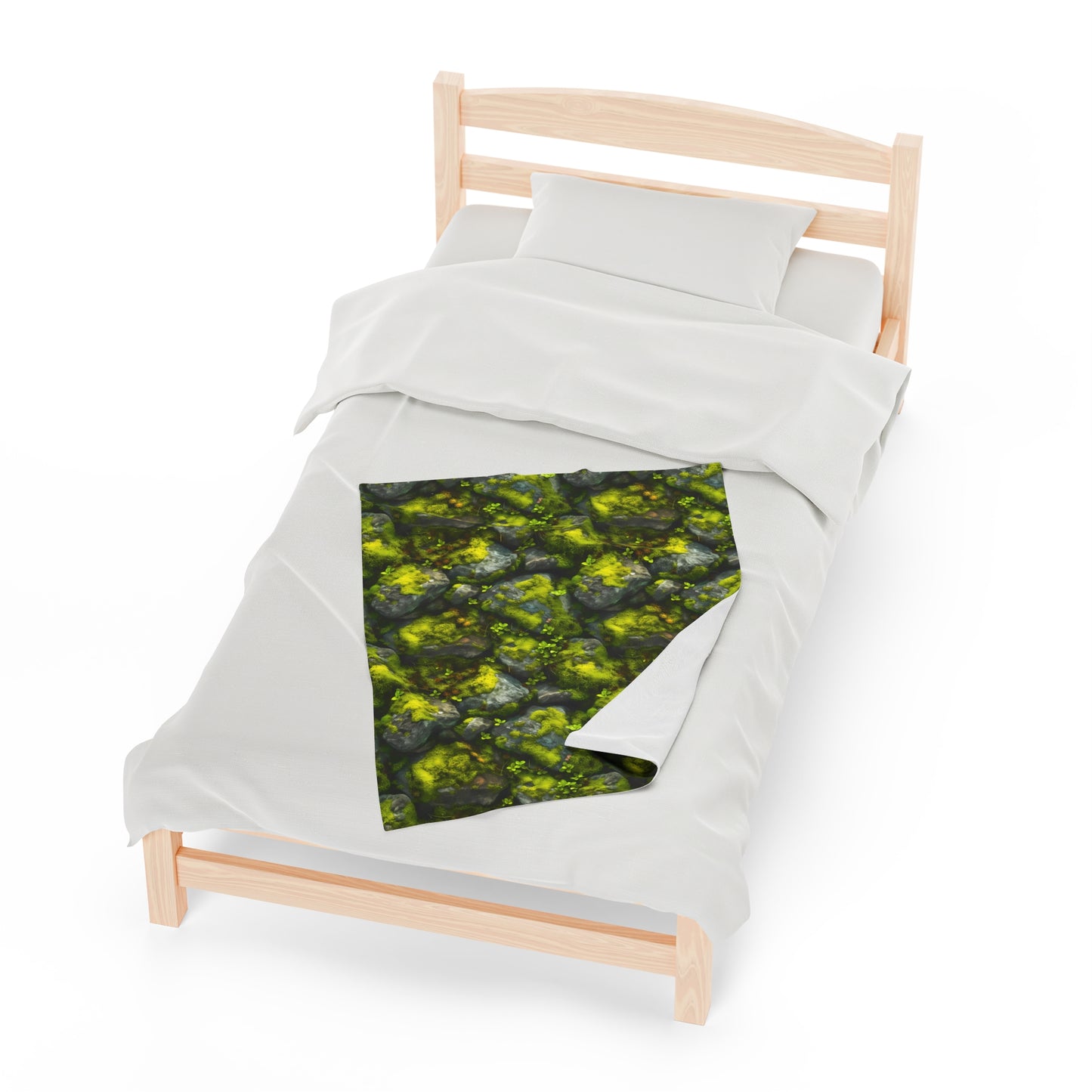 Velveteen Plush Blanket | Moss Covered Rocks | Nature Blanket