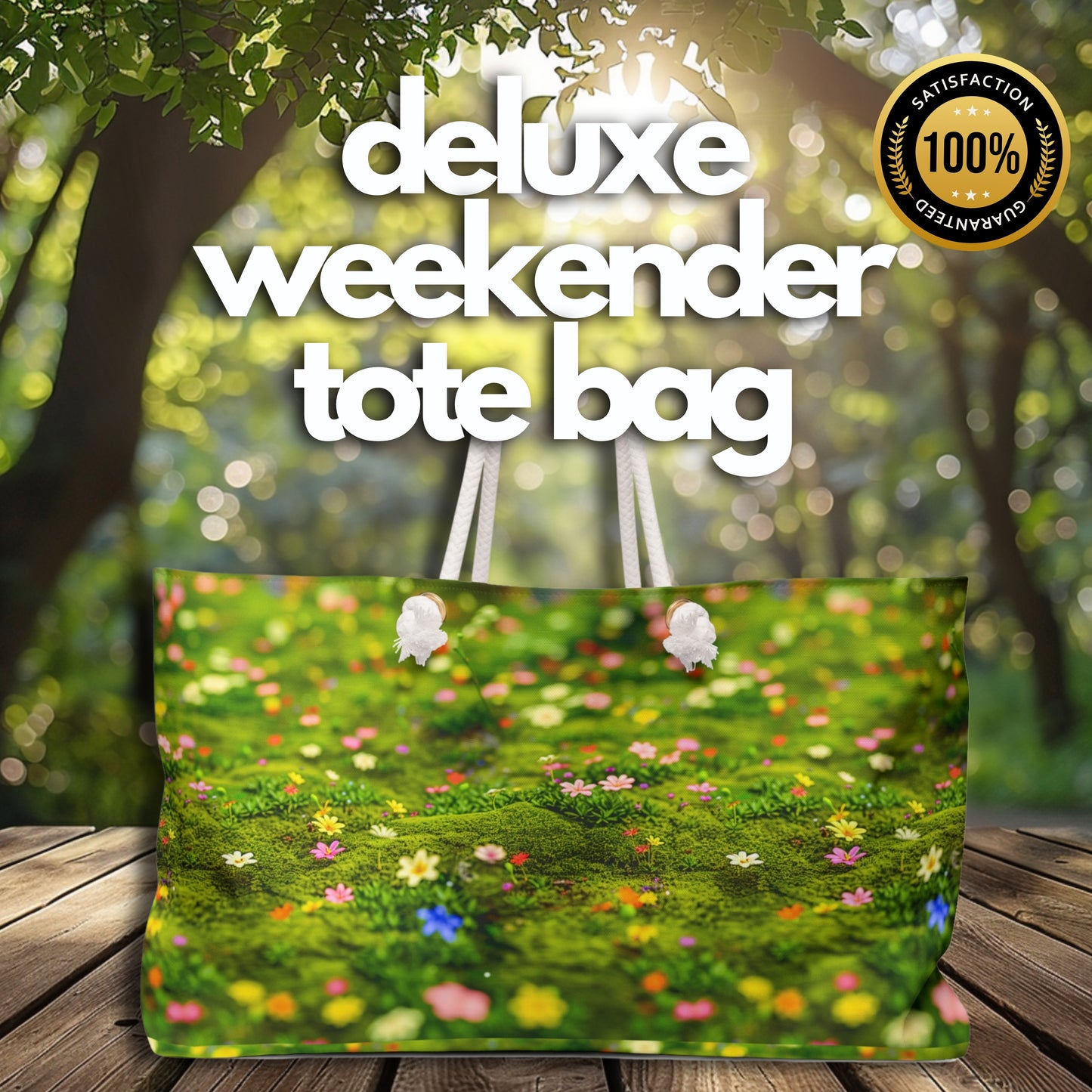 Spring Meadow Quality Deluxe Shopper Bag: Floral Print Tote