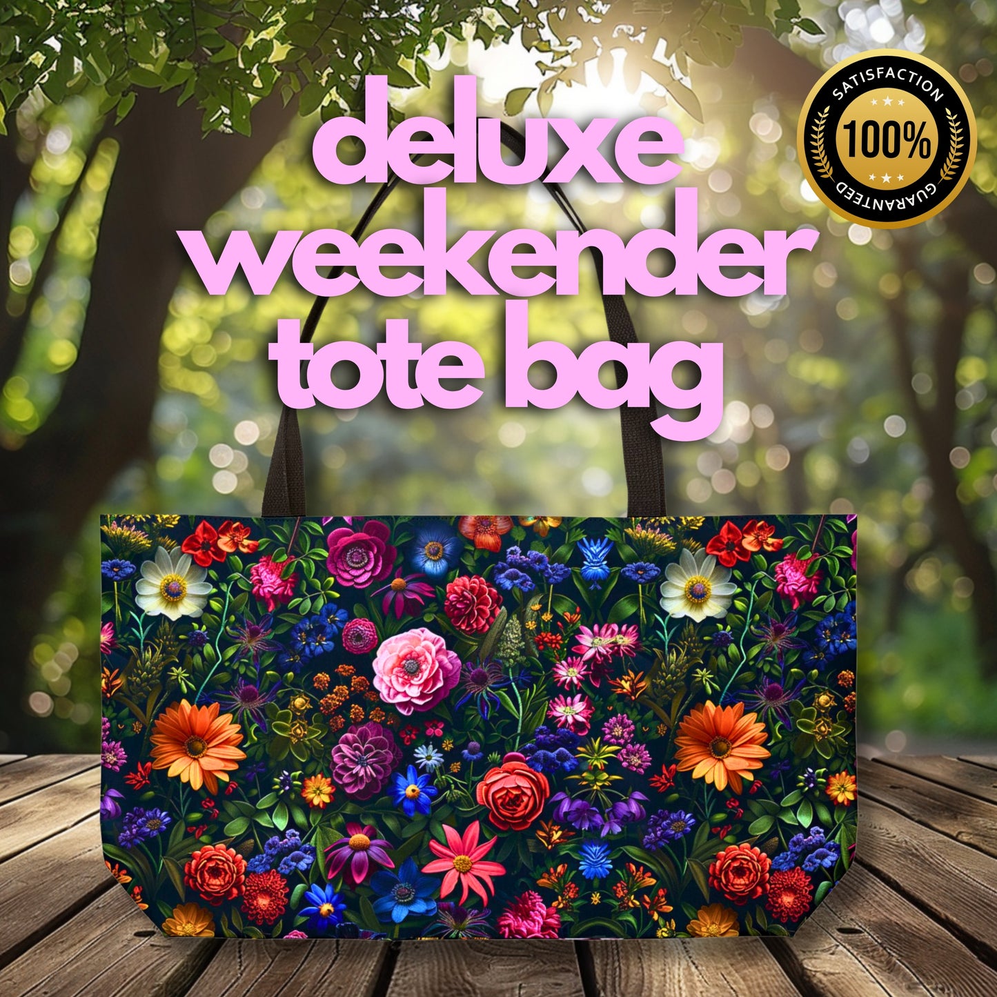 Elegant Dark Floral Deluxe Tote Bag – Stunning 3D Blooms for Everyday Chic