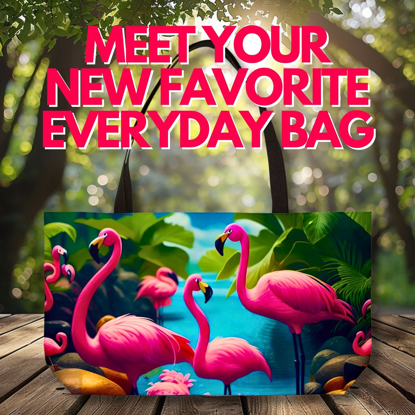 Flamingo Paradise Weekender Bag: Tropical Travel Tote (24" x 13")