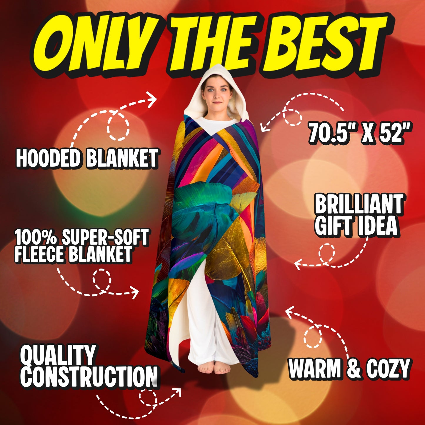 Hooded Sherpa Blanket | Abstract Colorful Design