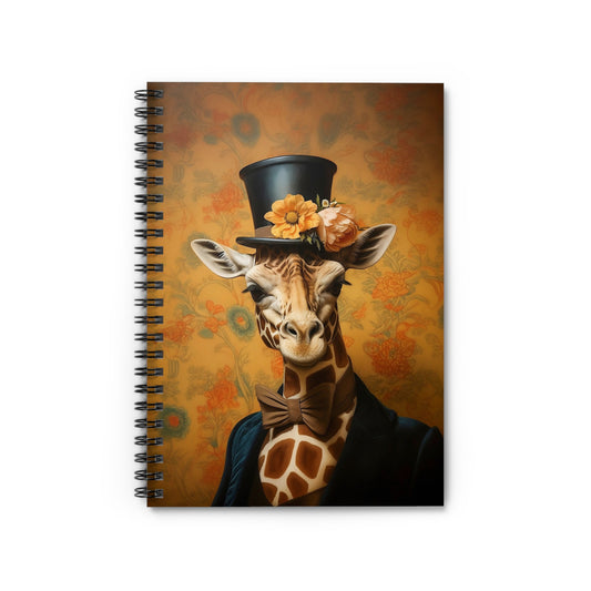 Victorian Giraffe Portrait Notebook Journal: Giraffe in Blue Suit Spiral Bound High Quality Notebook Featuring