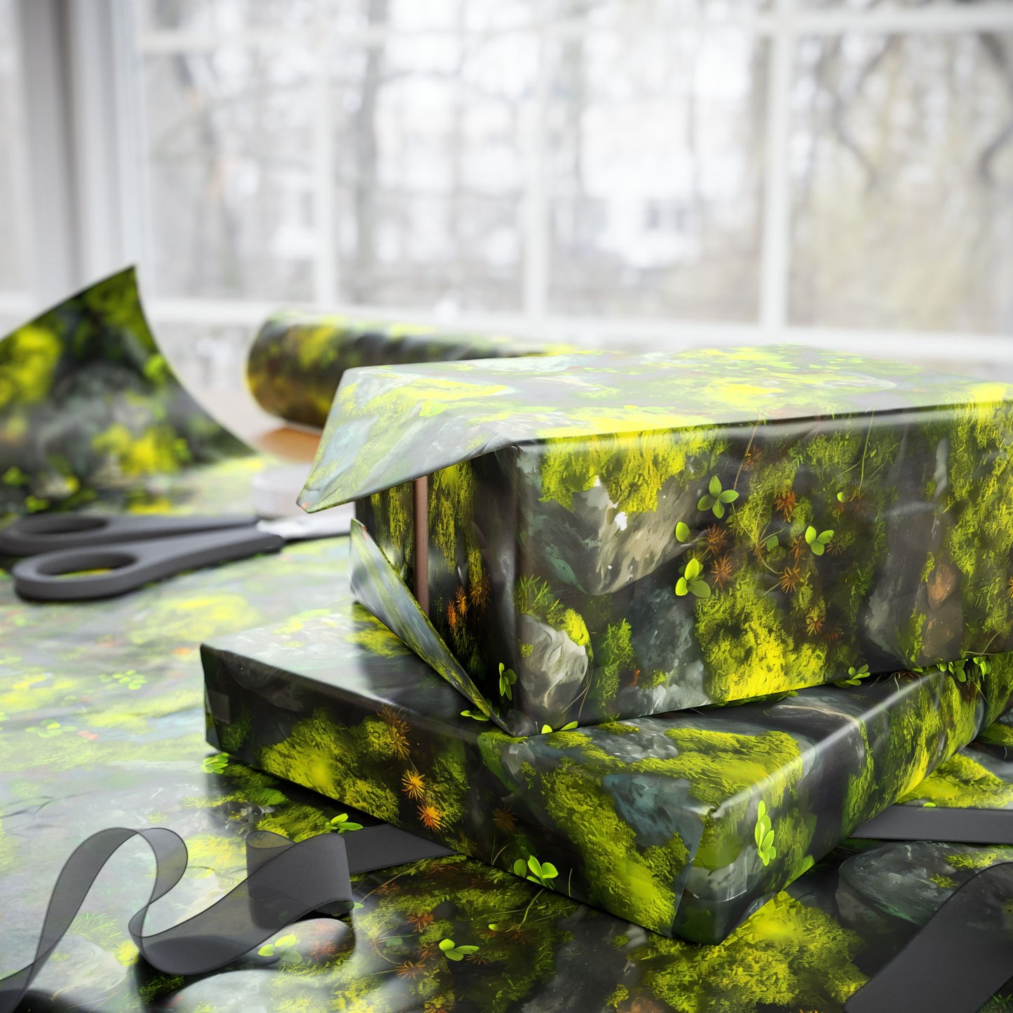 Mossy Rocks Wrapping Paper Rolls | Unique Nature Gift Wrap