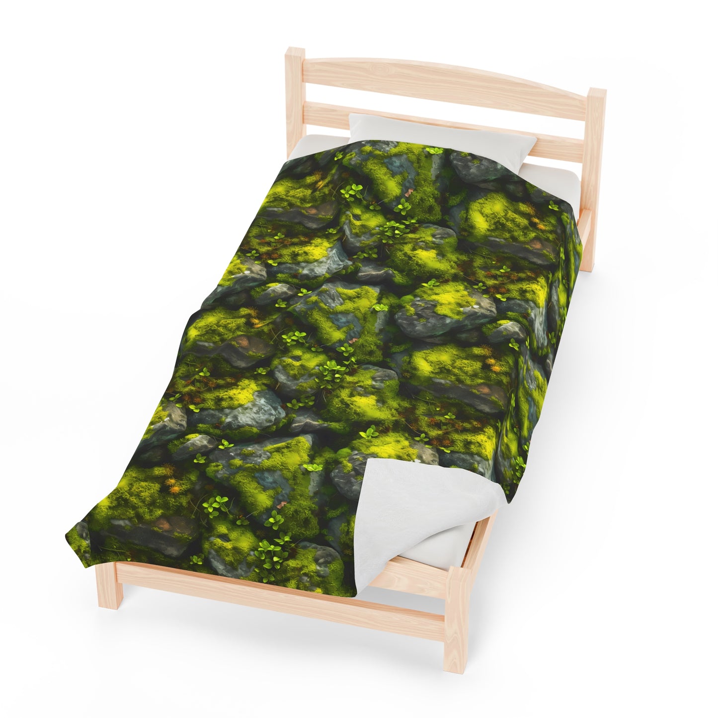 Velveteen Plush Blanket | Moss Covered Rocks | Nature Blanket from The Curated Goose