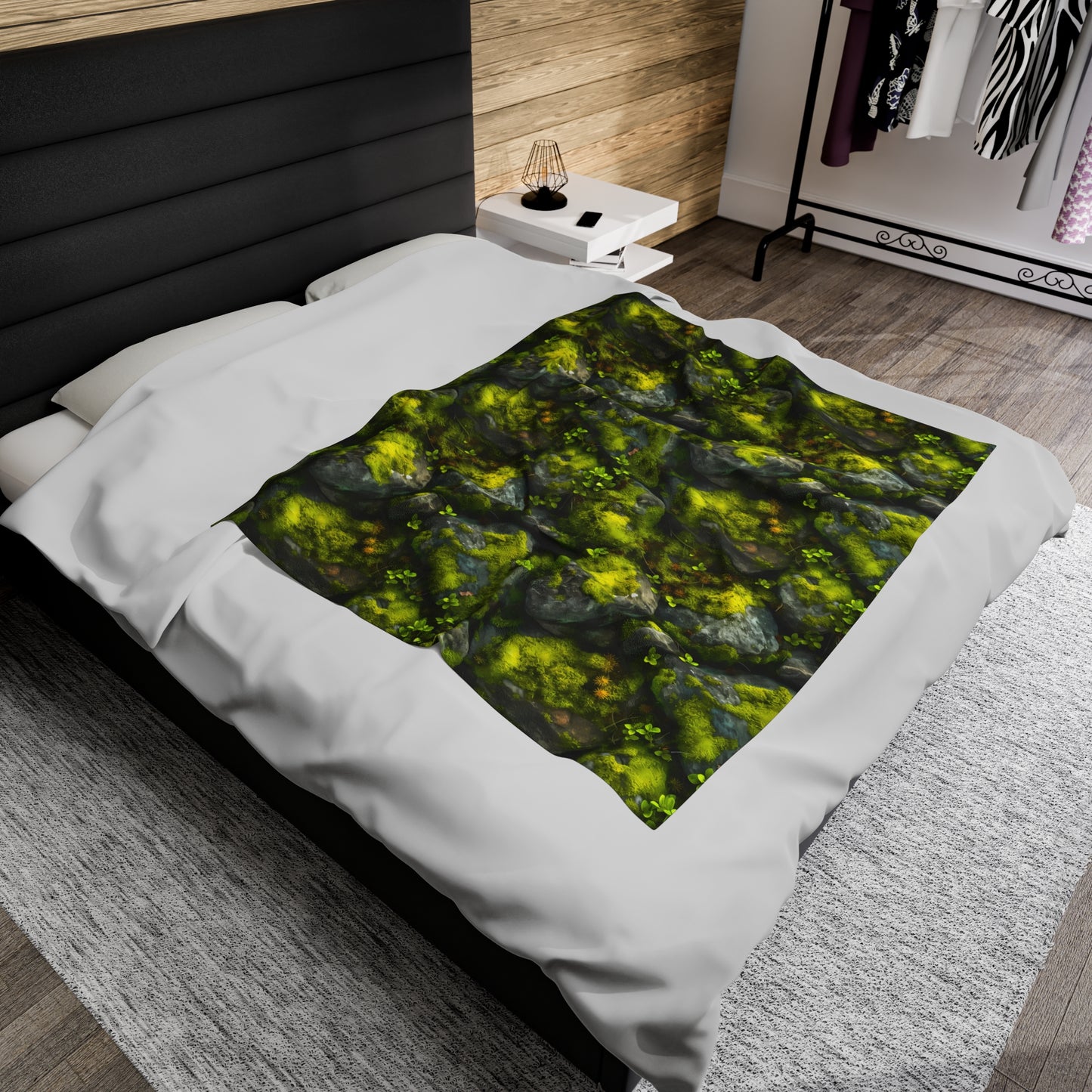 Velveteen Plush Blanket | Moss Covered Rocks | Nature Blanket from The Curated Goose