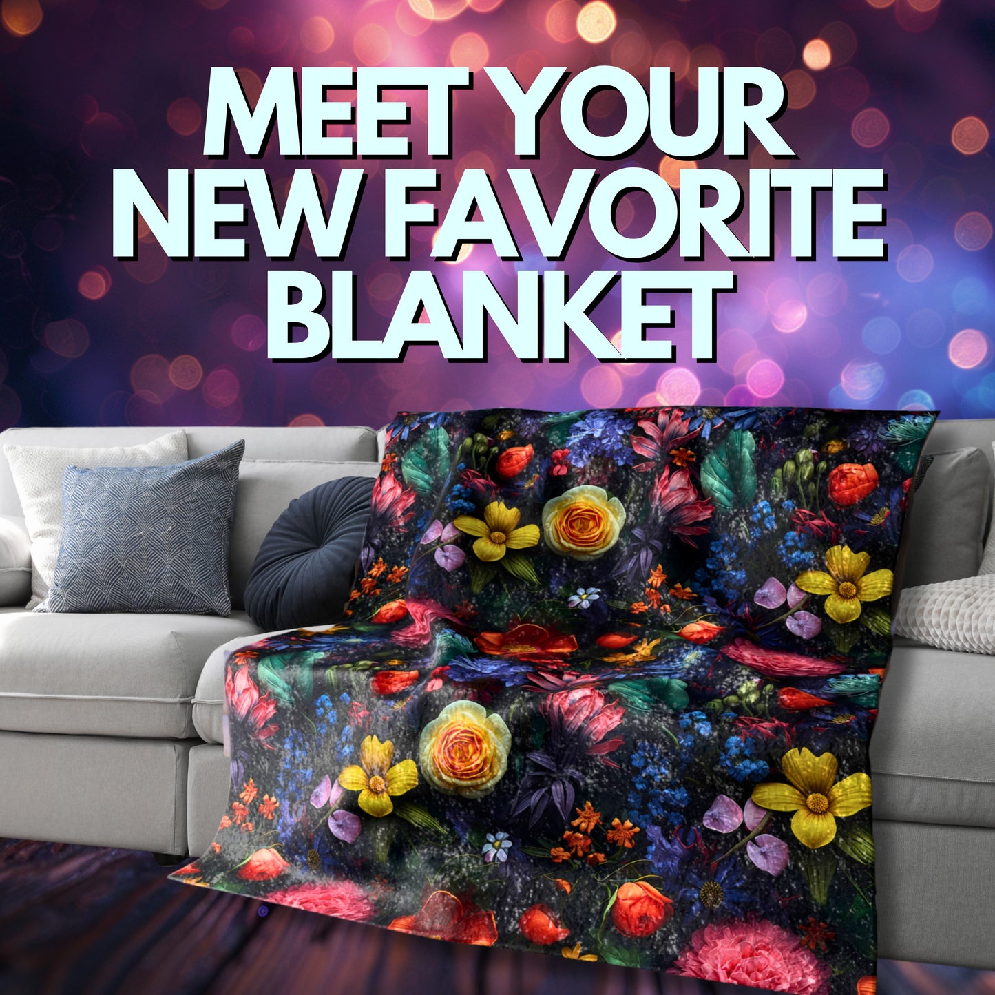 Crushed Velvet Blanket | Dark and Moody Floral