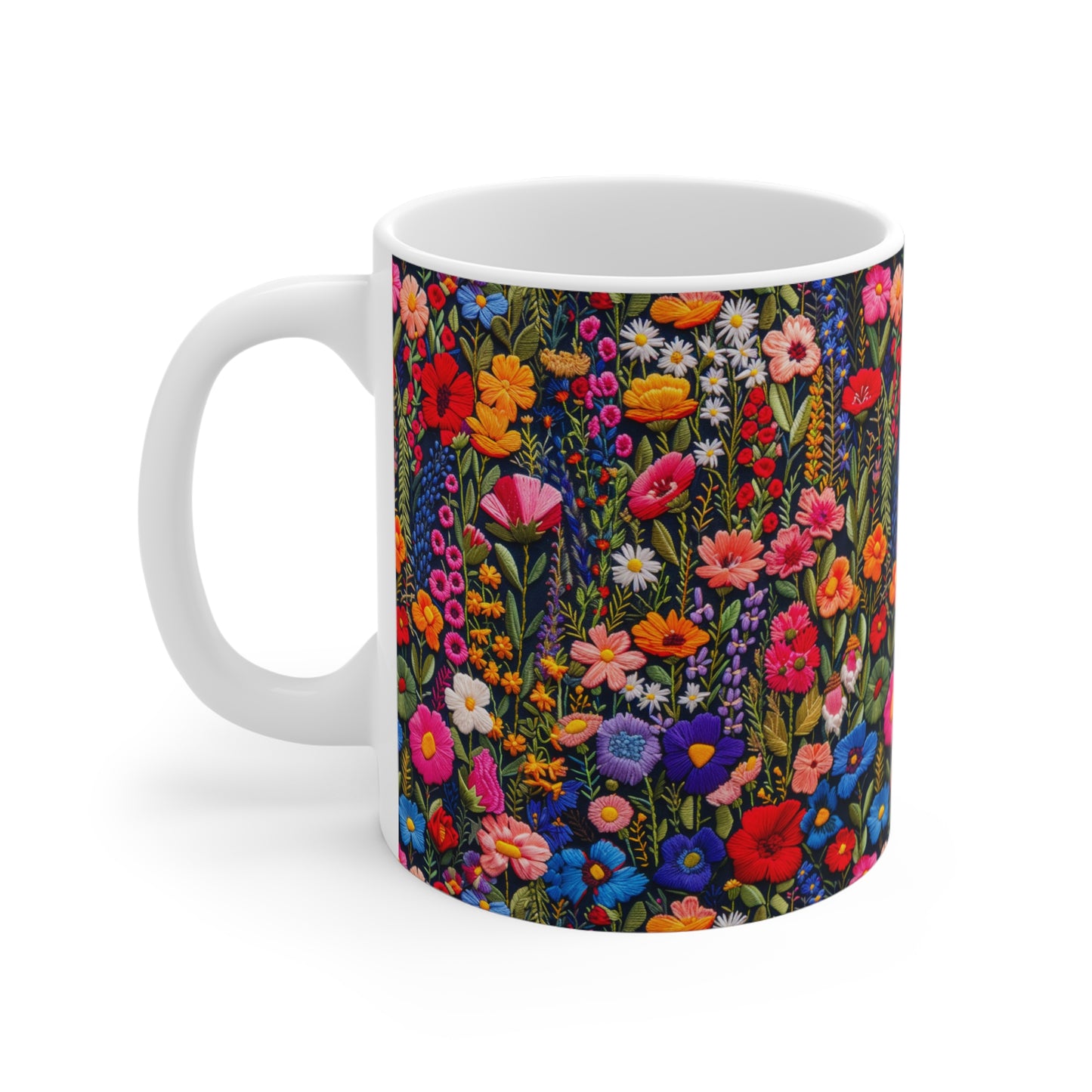 Embroidery Floral Coffee Mug | Vintage Farmhouse Flowers Mug from The Curated Goose