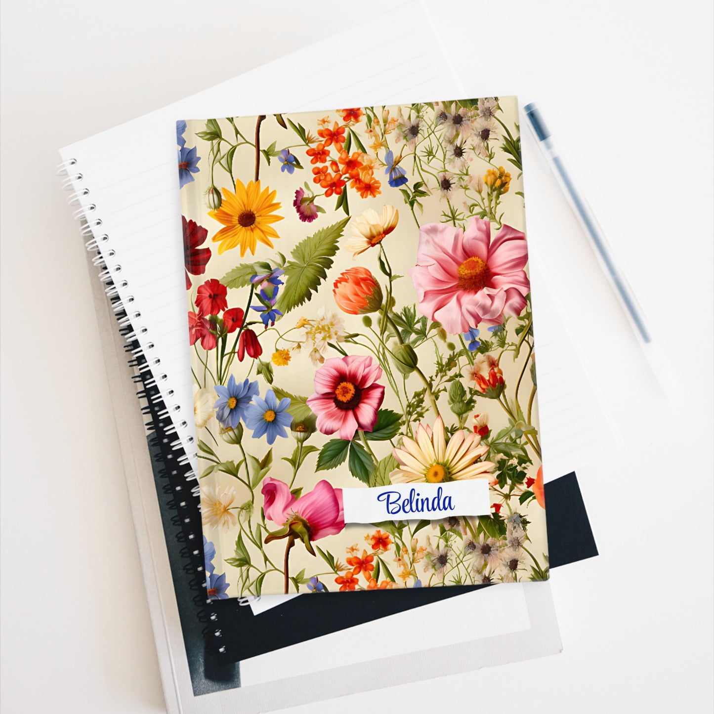Personalized Name Vintage Floral Journal – Custom Notebook Gift