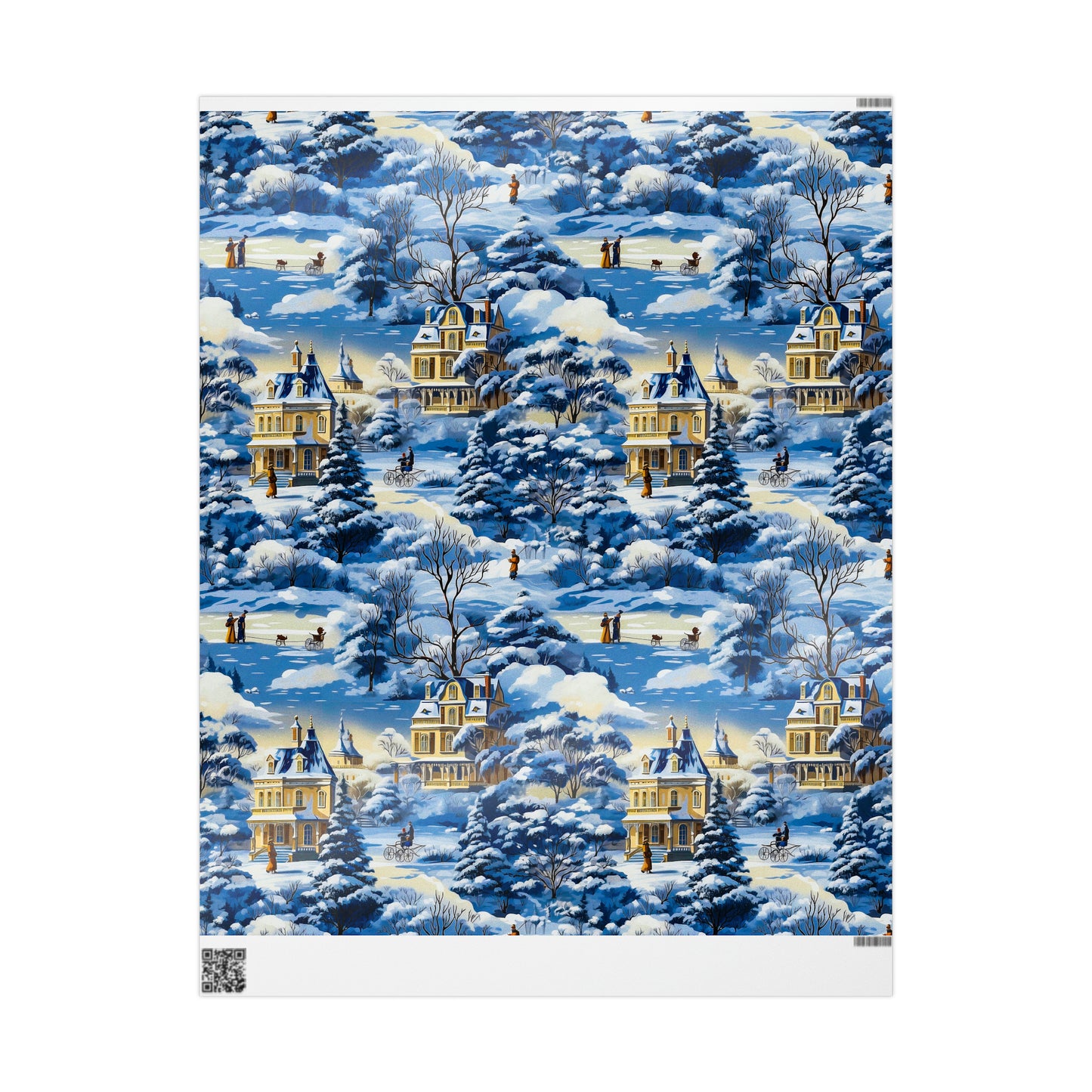 Blue Snow House Wrapping Paper from The Curated Goose