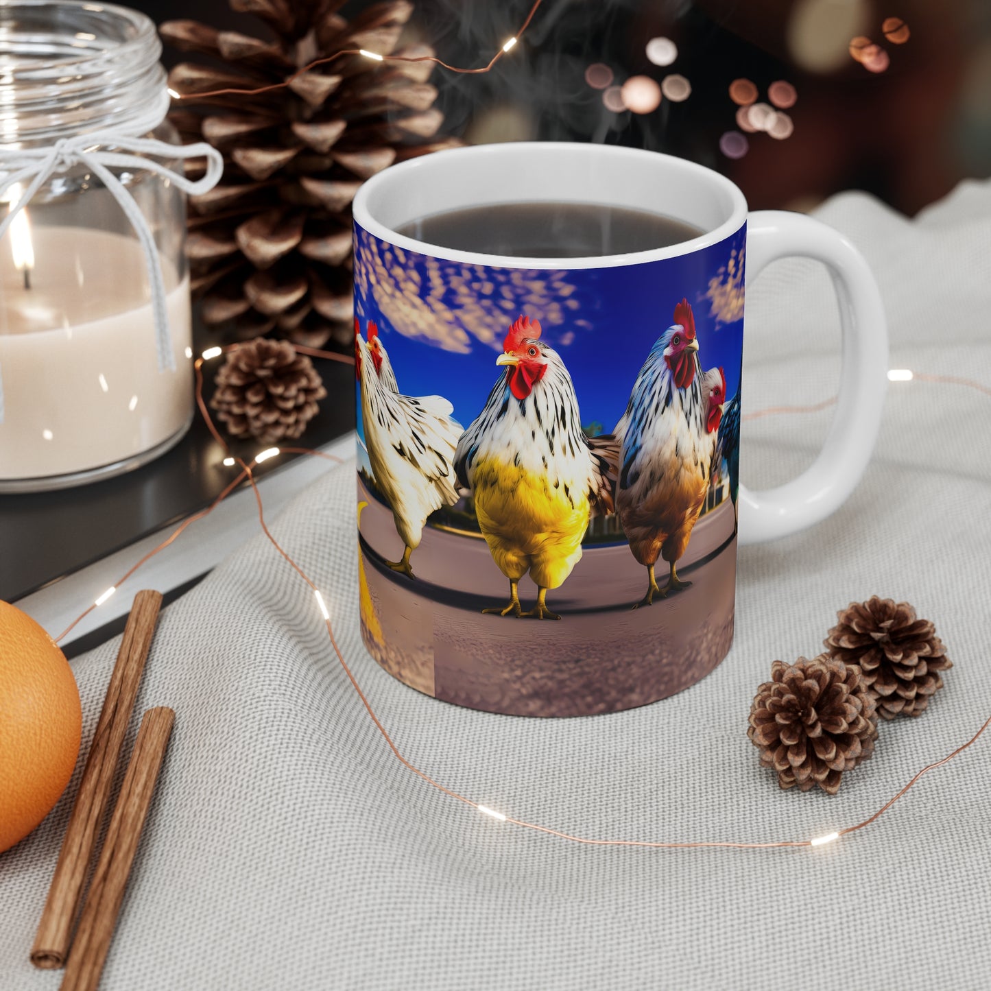 Coffee Mug | Chickens Crossed the Road | Silly Chicken Art | Funny Coffee Mugs from The Curated Goose