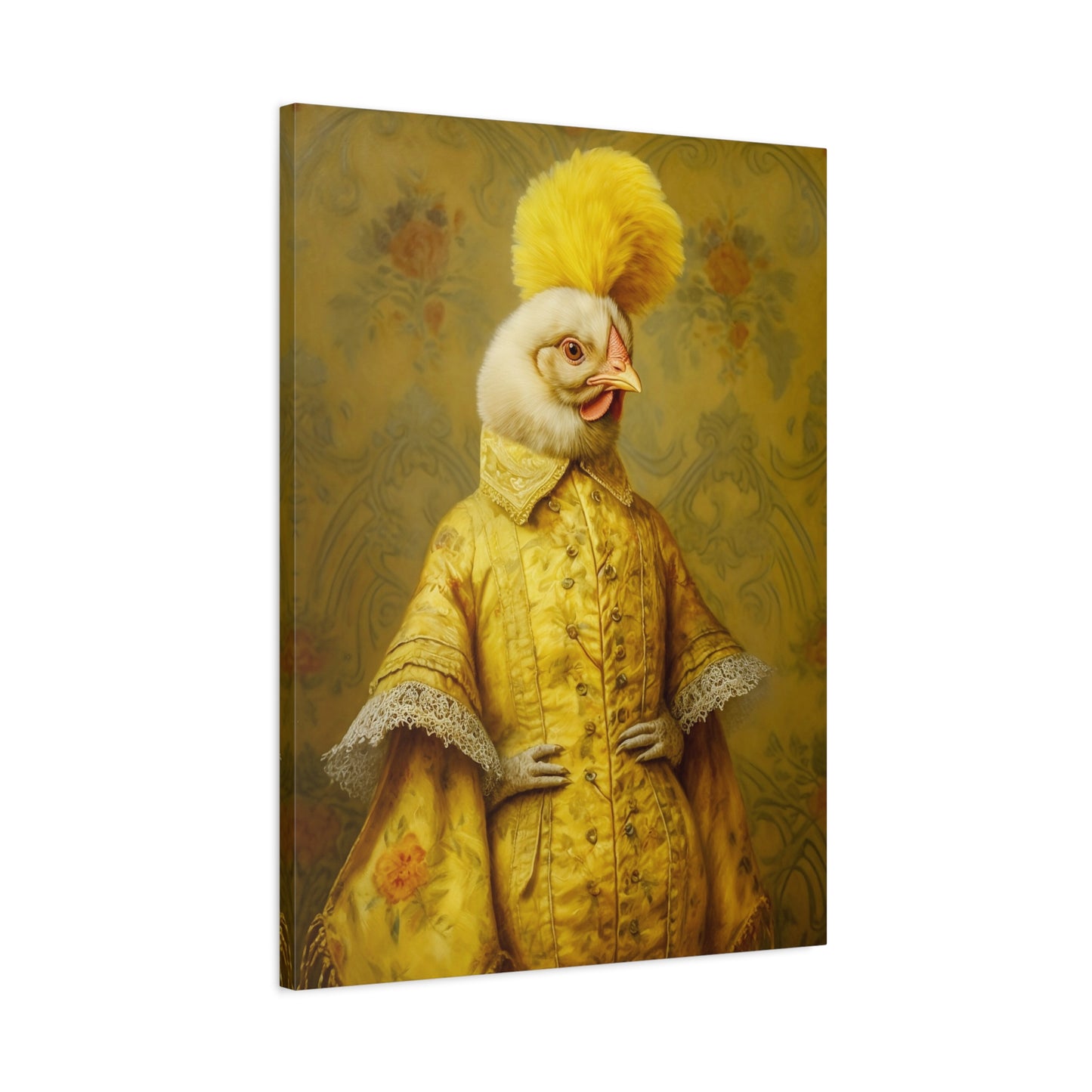 Renaissance Hen Gallery Wrapped Canvas | Victorian Chicken Portrait