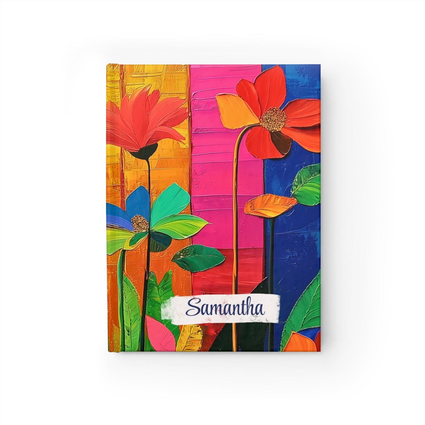 Personalized Name Abstract Flowers Journal – Customizable Colorful Flowers Notebook Gift