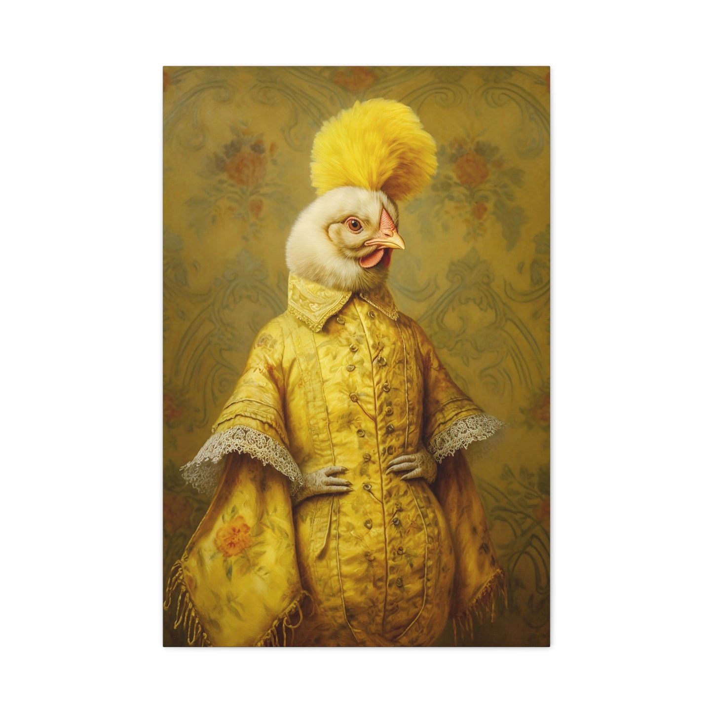 Renaissance Hen Gallery Wrapped Canvas | Victorian Chicken Portrait