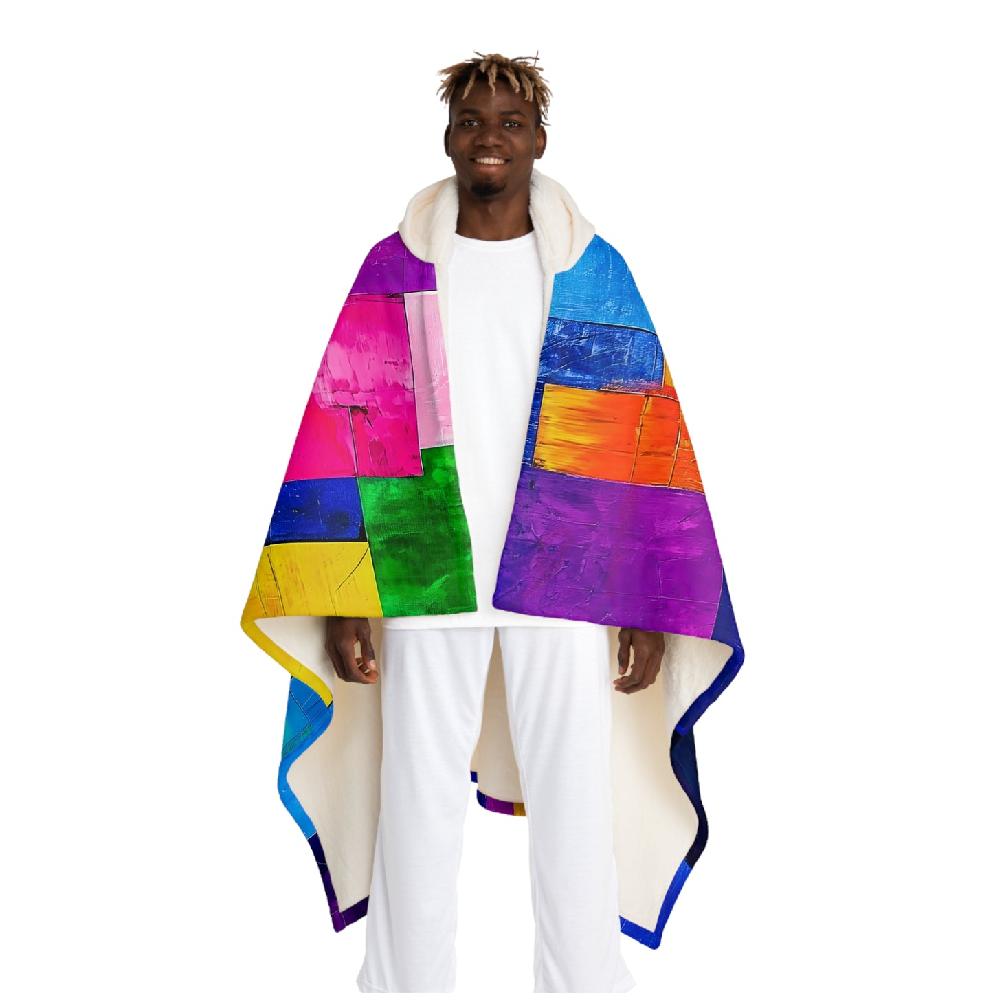 Hooded Sherpa Blanket | Abstract Colorful Design