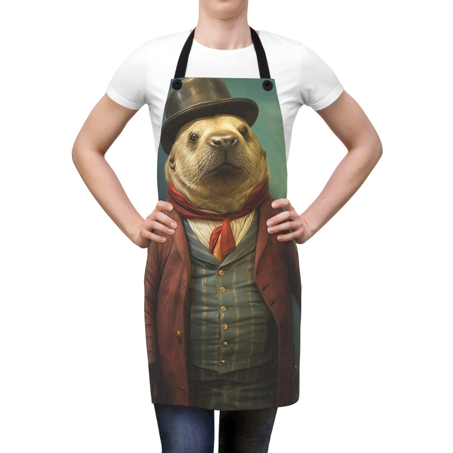 Victorian Sea Lion Apron – Adjustable Kitchen Apron, Great Gift for Mom