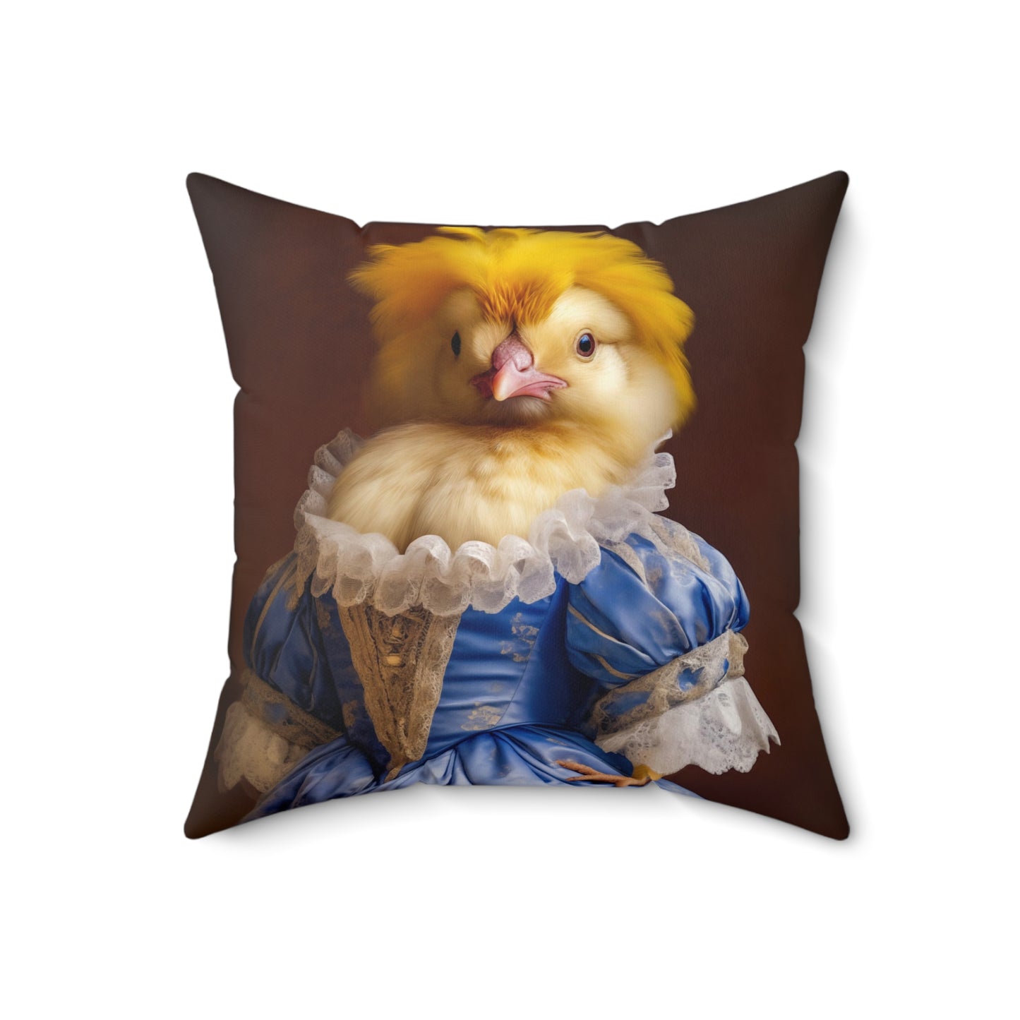 Square Pillow Funny Victorian Chick Portrait Faux Suede