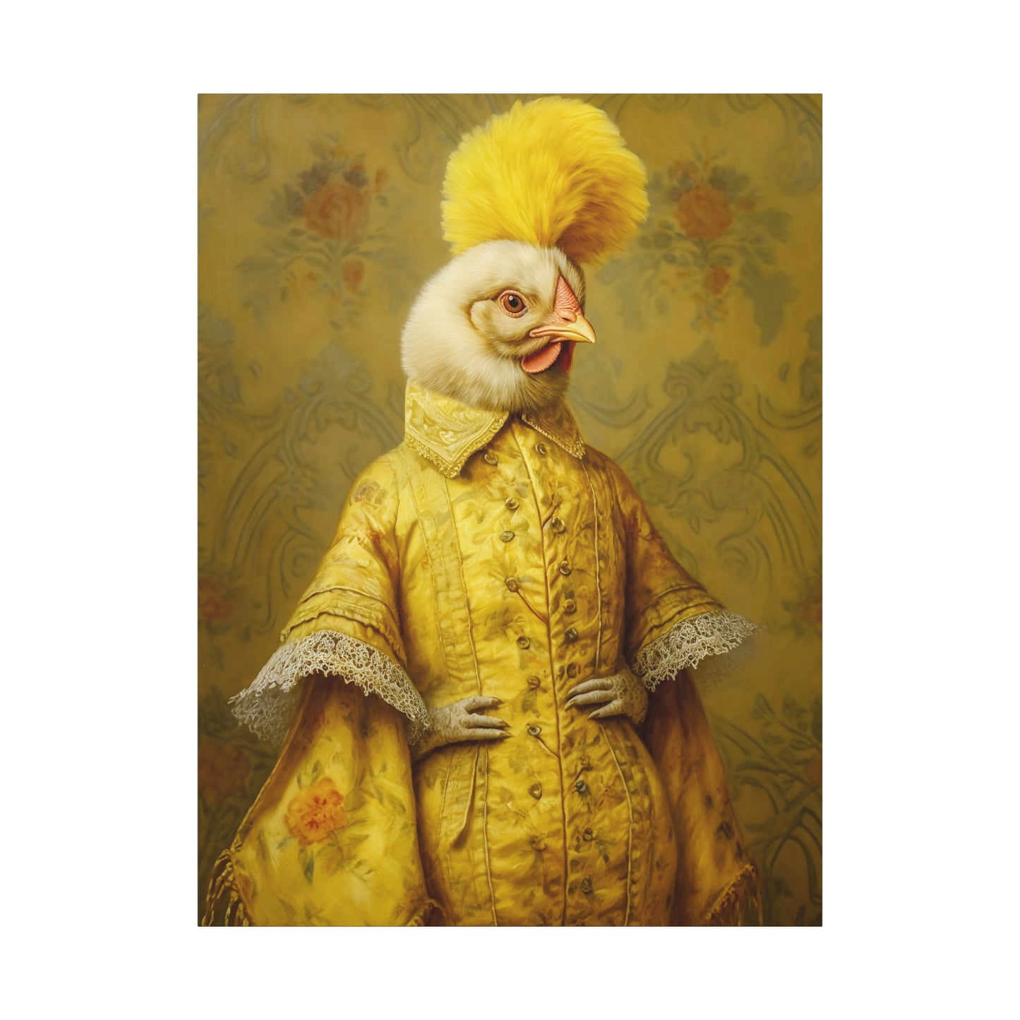 Renaissance Hen Gallery Wrapped Canvas | Victorian Chicken Portrait