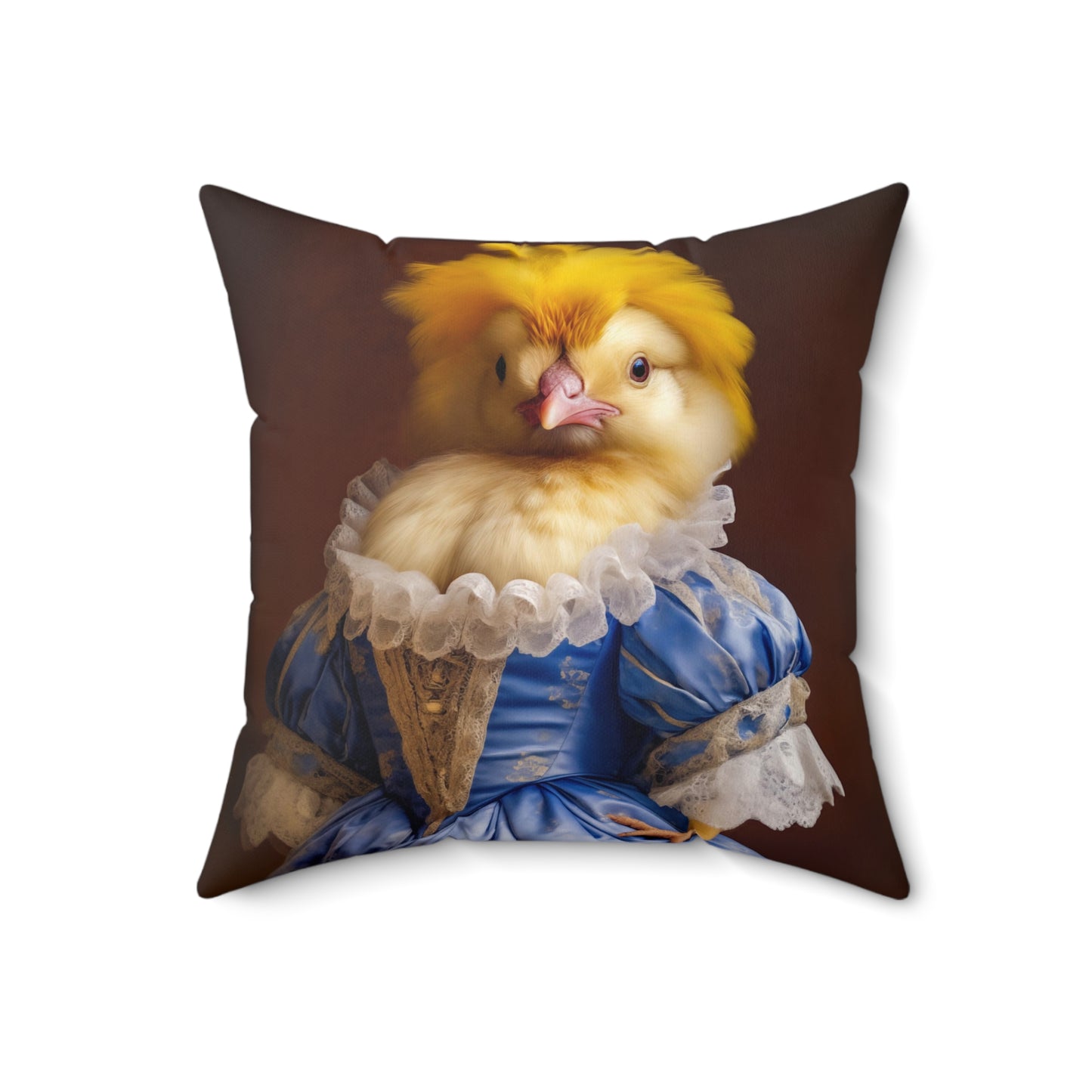 Square Pillow Funny Victorian Chick Portrait Faux Suede