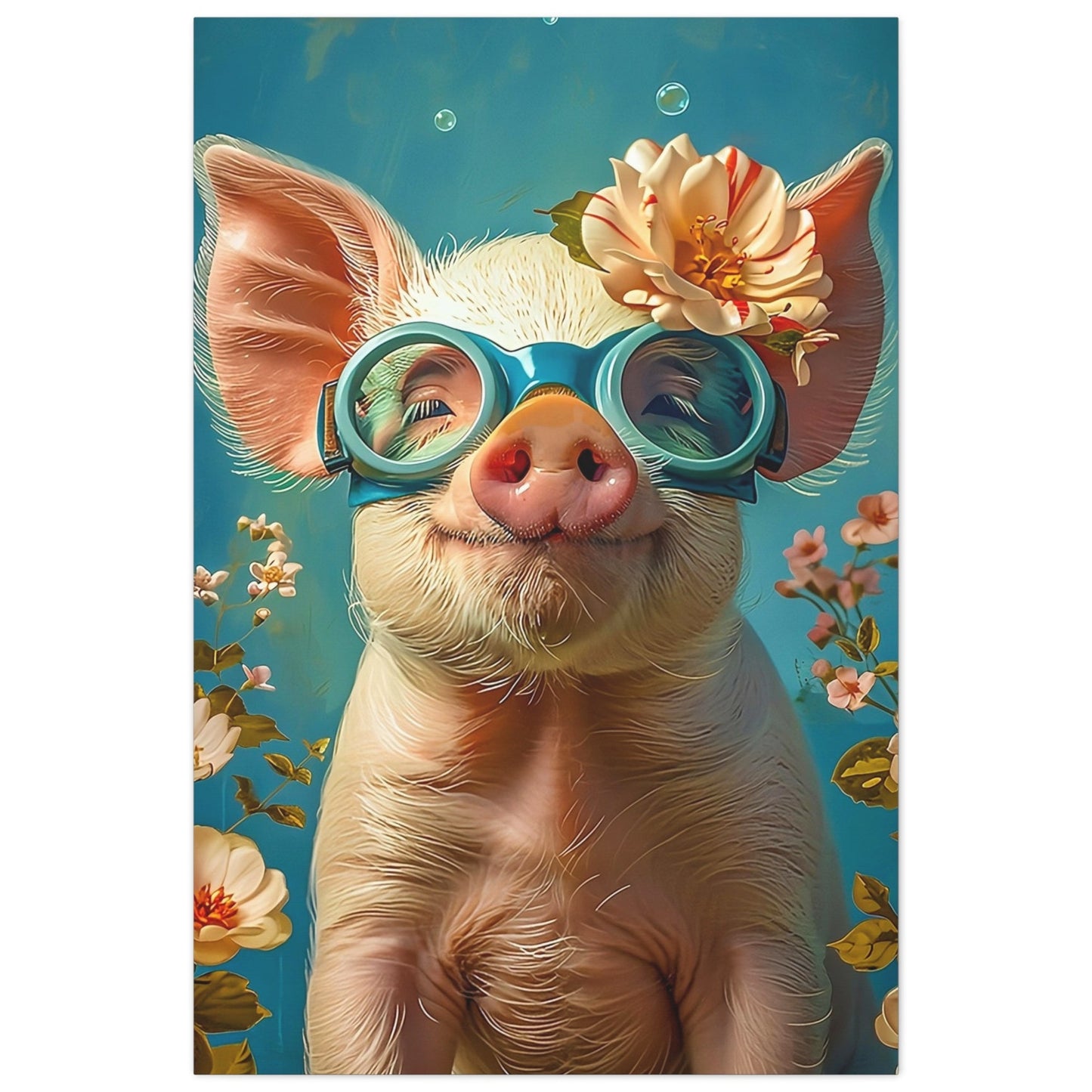 Pig Portrait Canvas Art Print from The Curated Goose