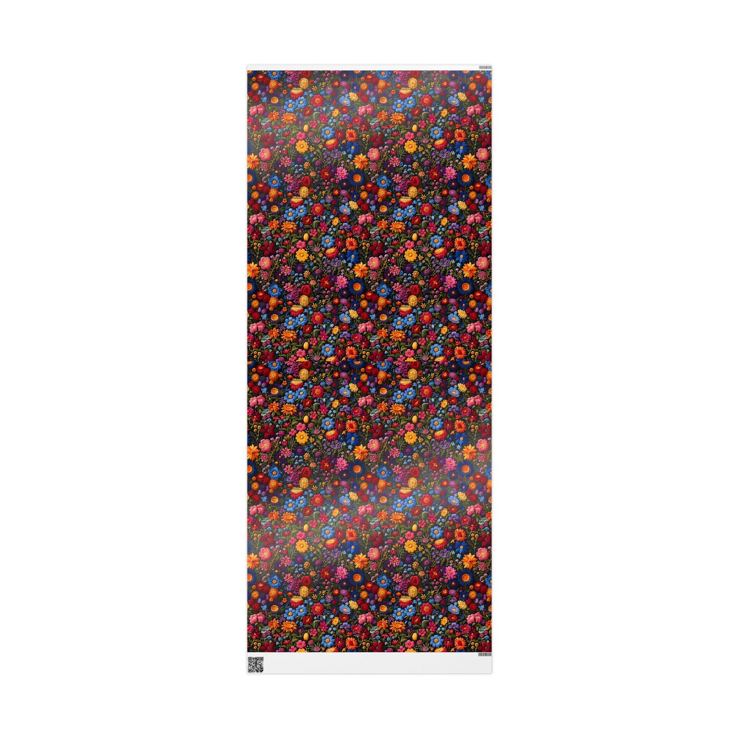 Embroidery Flowers Wrapping Paper Rolls | Dark Background Floral Gift Wrap