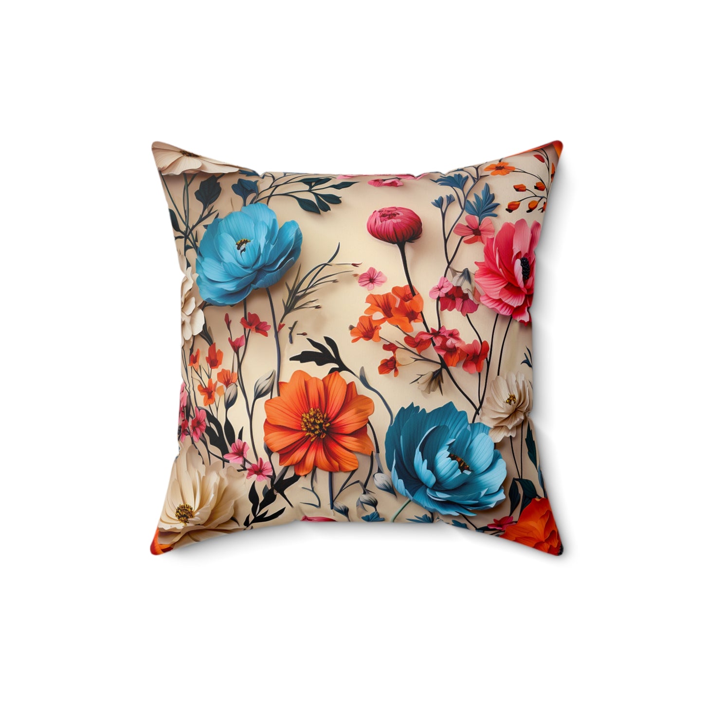 Faux Suede Square Pillow: Vintage Floral Granny Chic Throw Pillow