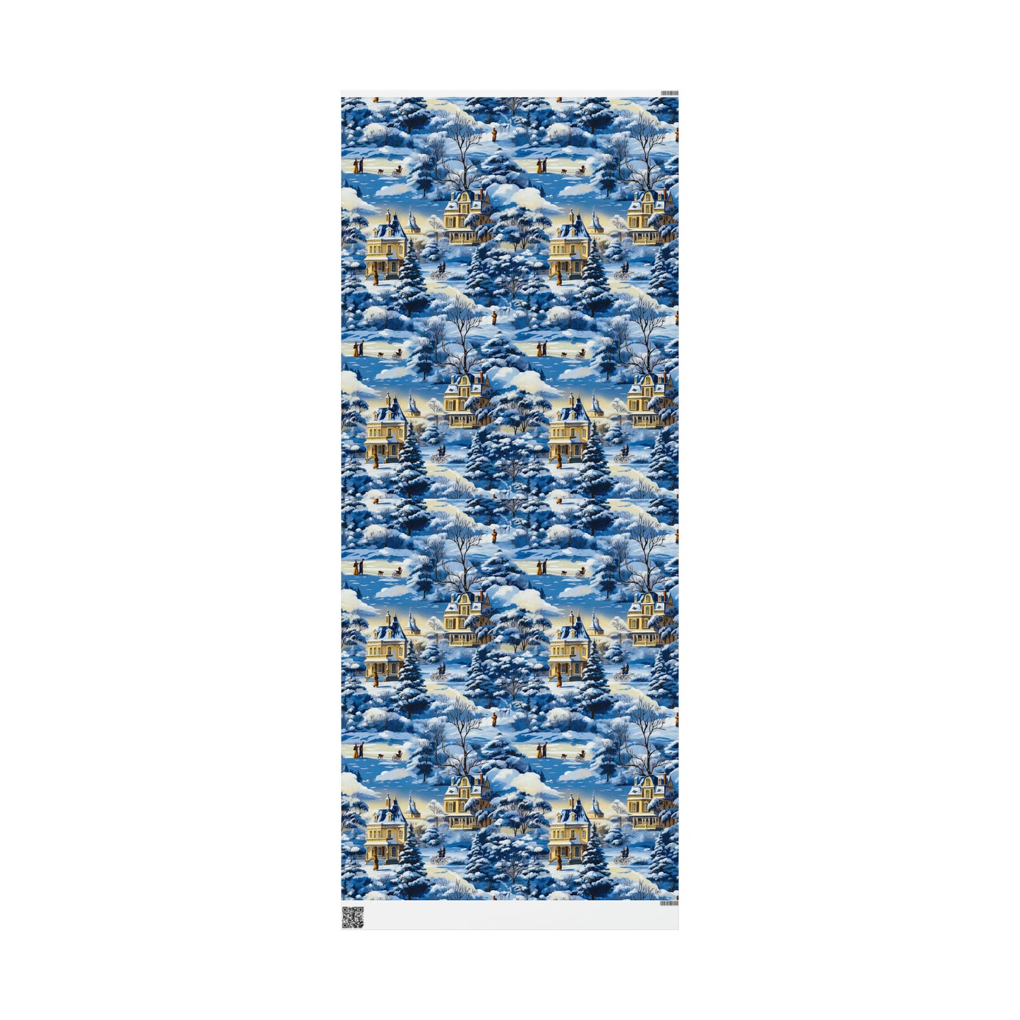 Blue Snow House Wrapping Paper from The Curated Goose