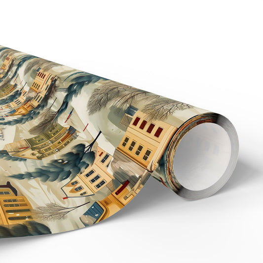 Nostalgic Hometown Christmas Wrapping Paper: Holiday Houses
