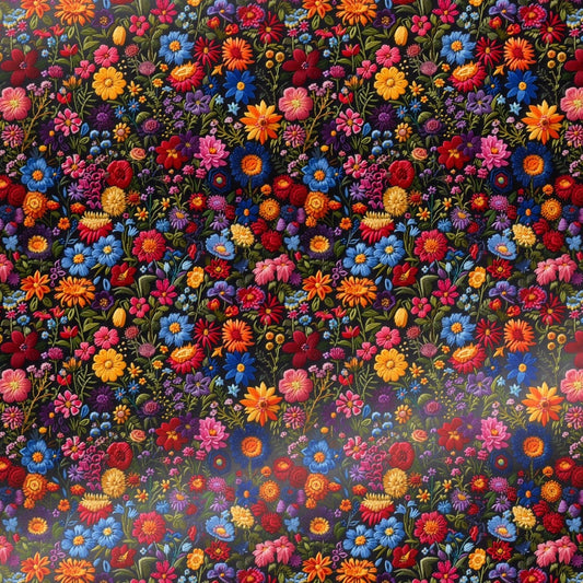 Embroidery Flowers Wrapping Paper Rolls |  Dark Background Floral Gift Wrap