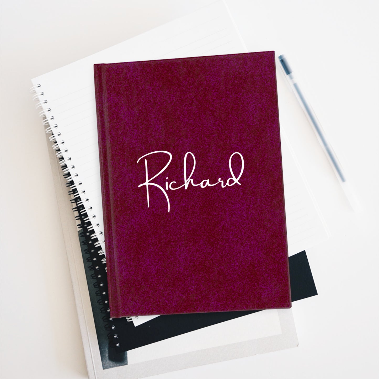 Minimalist Custom Name Hardcover Journal – Luxurious Red