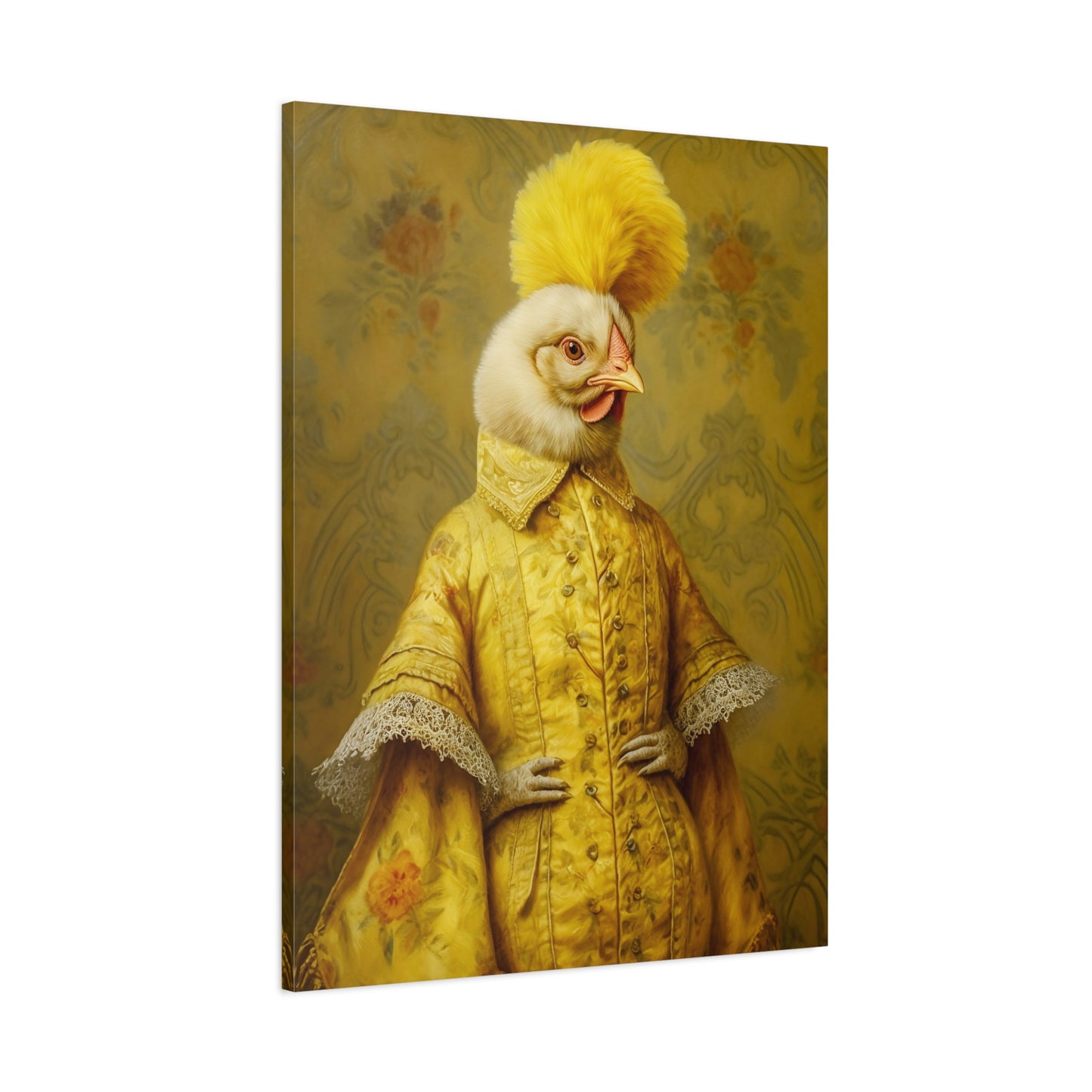 Renaissance Hen Gallery Wrapped Canvas | Victorian Chicken Portrait
