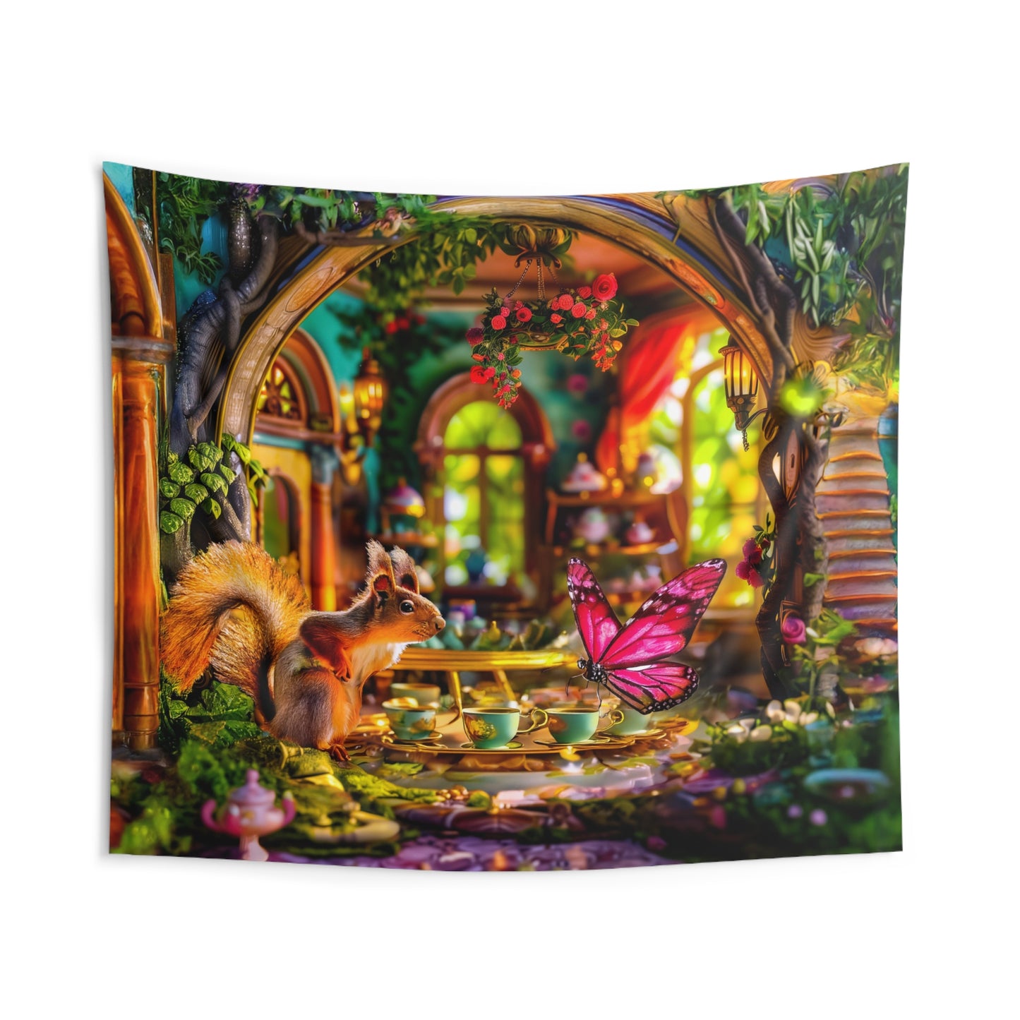 Animal Tea Party Time Tapestry | Easy Kids Room Decoration