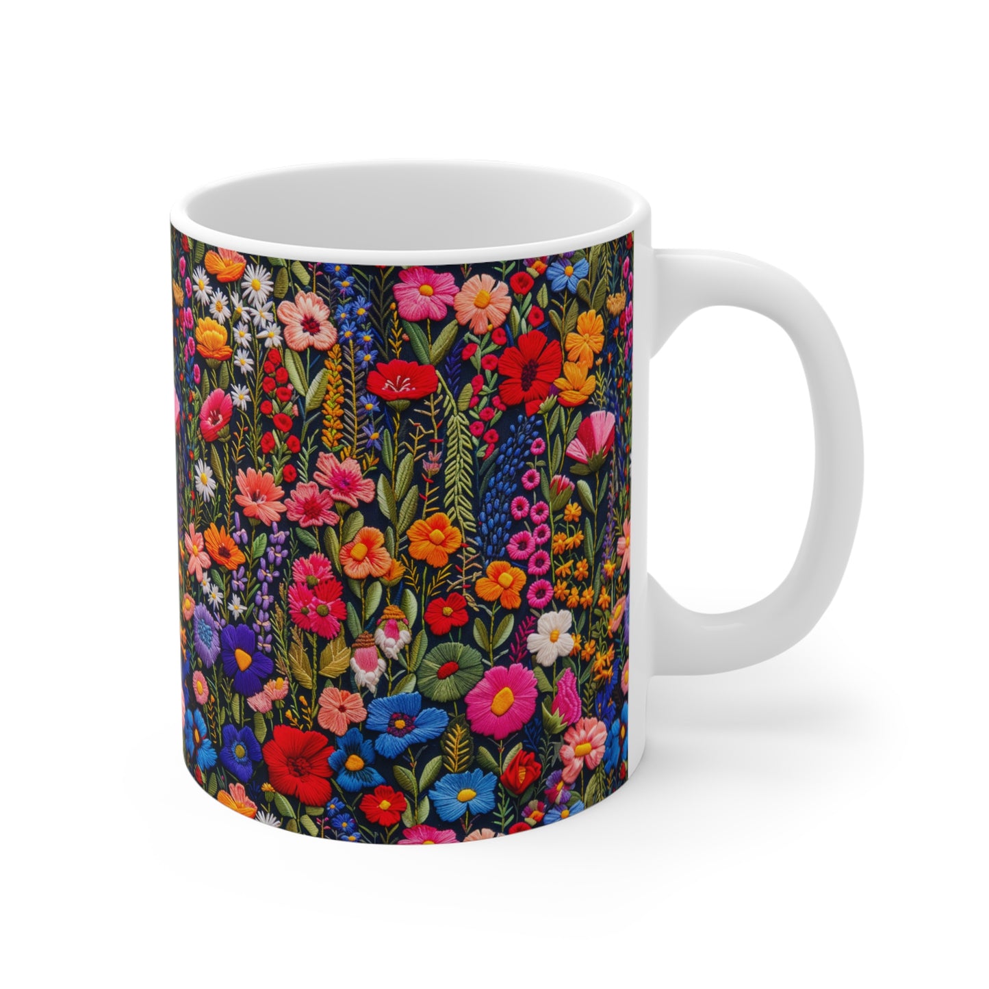 Embroidery Floral Coffee Mug | Vintage Farmhouse Flowers Mug from The Curated Goose