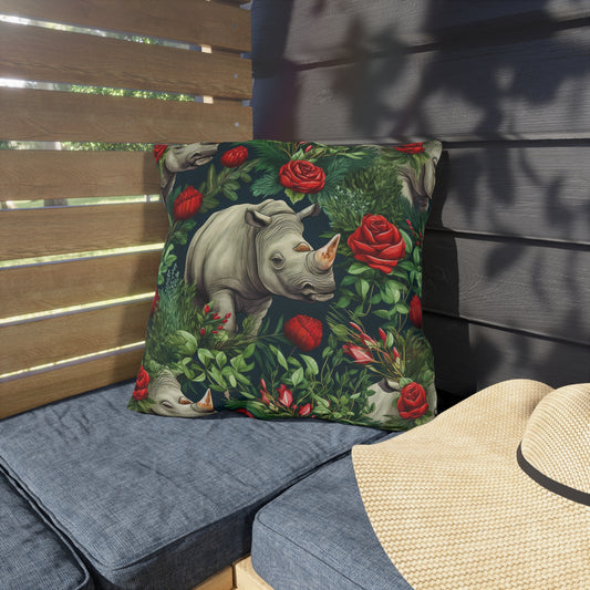Outdoor Pillow | Floral Rhinoceros Throw Pillow from The Curated Goose