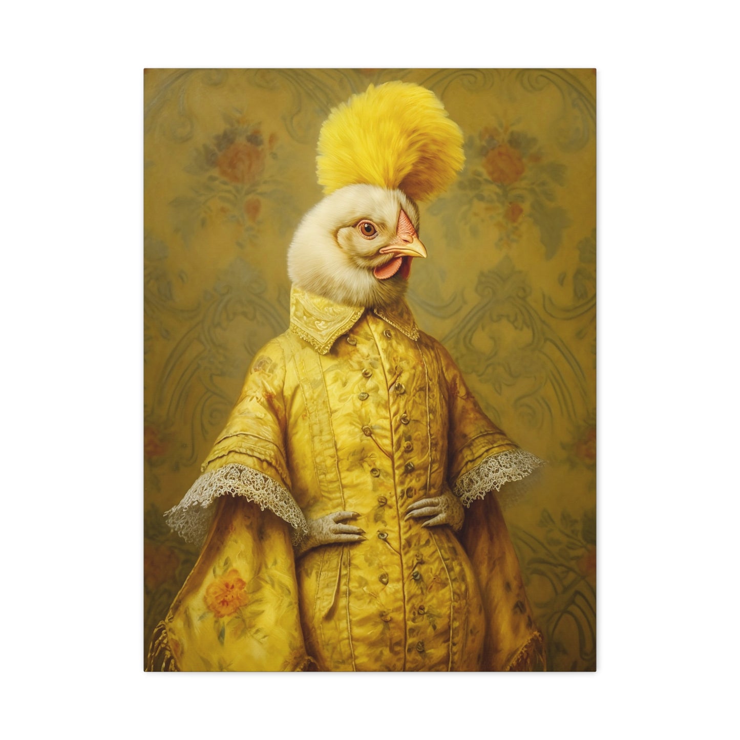 Renaissance Hen Gallery Wrapped Canvas | Victorian Chicken Portrait