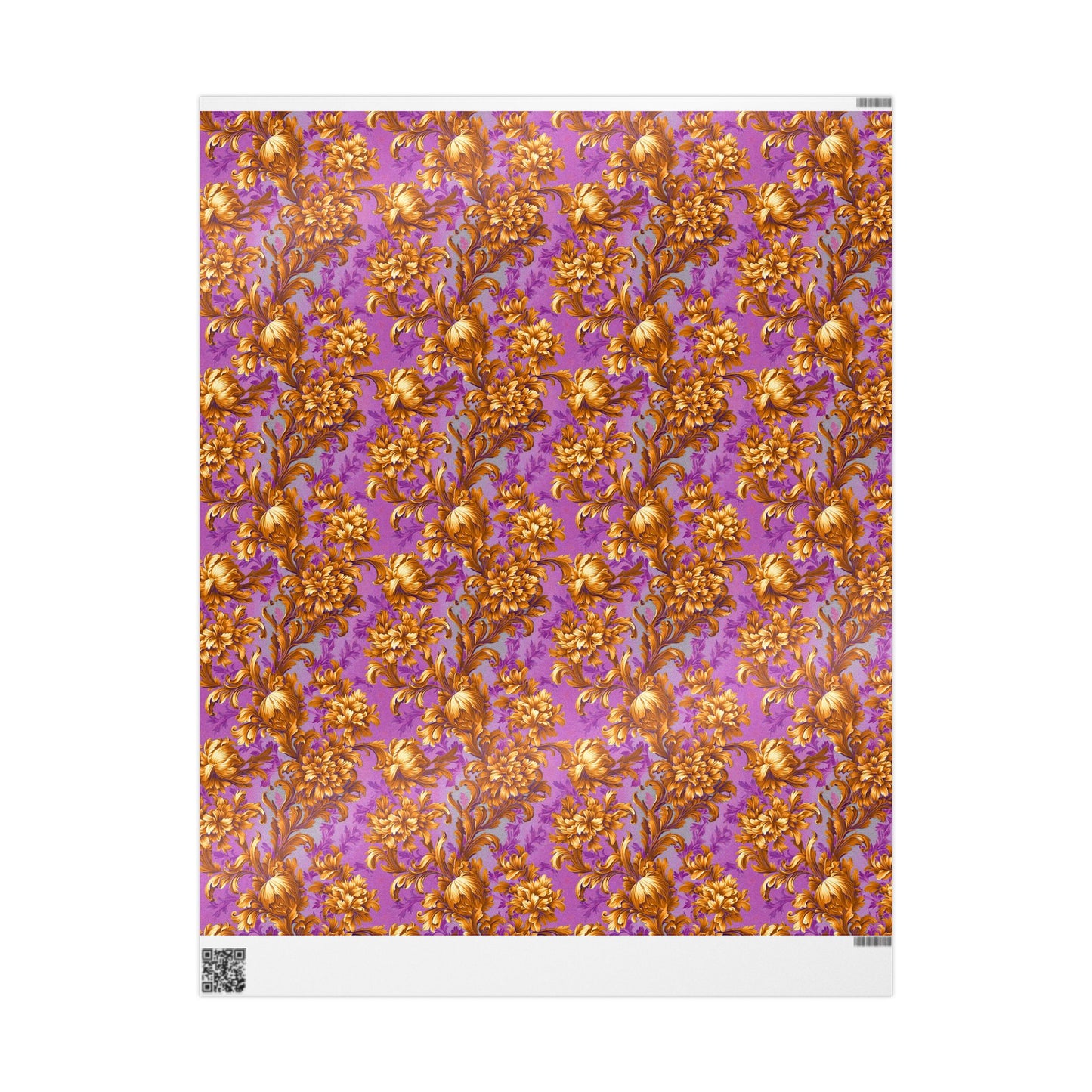 Baroque Beauty Wrapping Paper Rolls – Luxurious Purple & Gold Floral Elegance