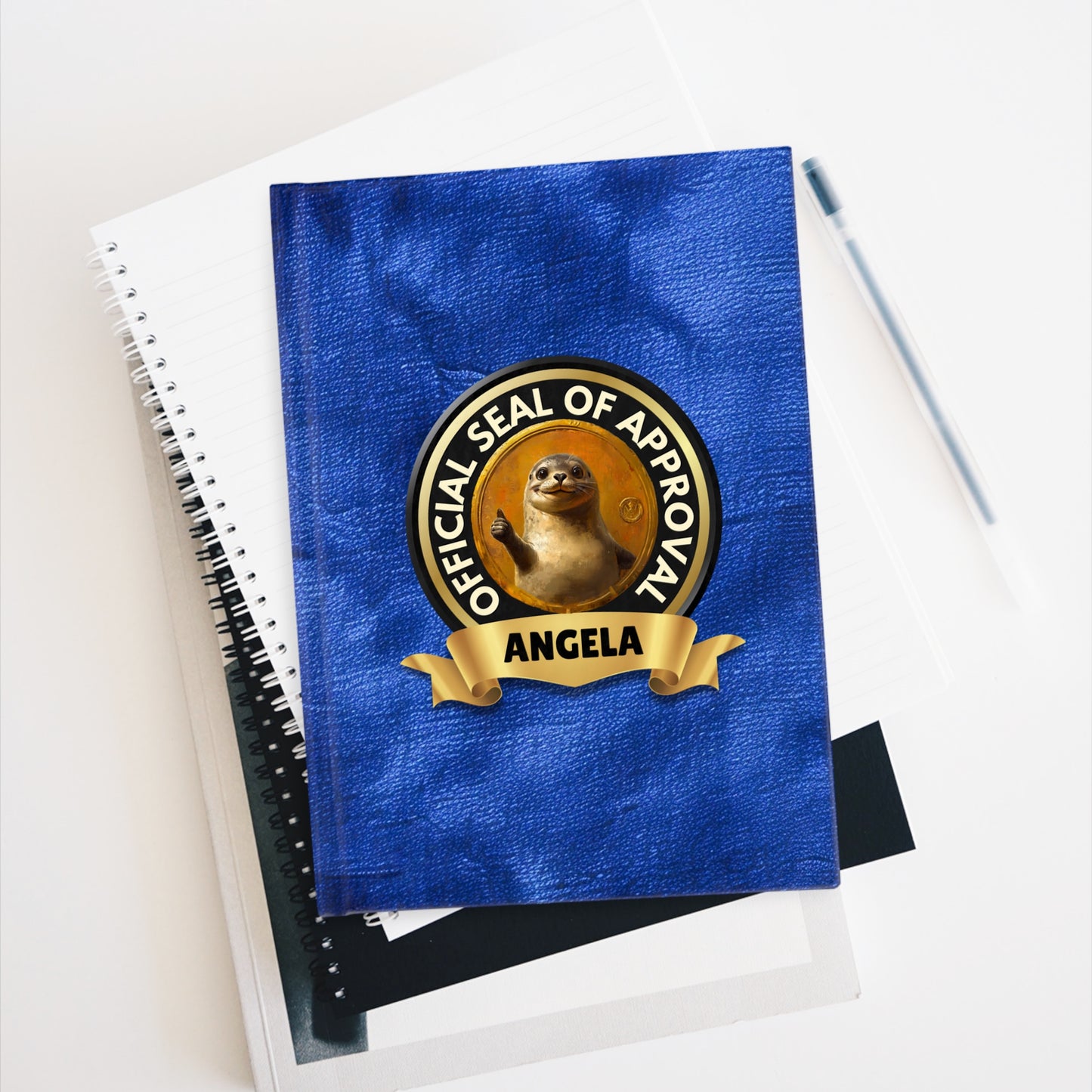 Custom Name "Seal of Approval" Funny Pun Journal | Personalized Hardcover Notebook