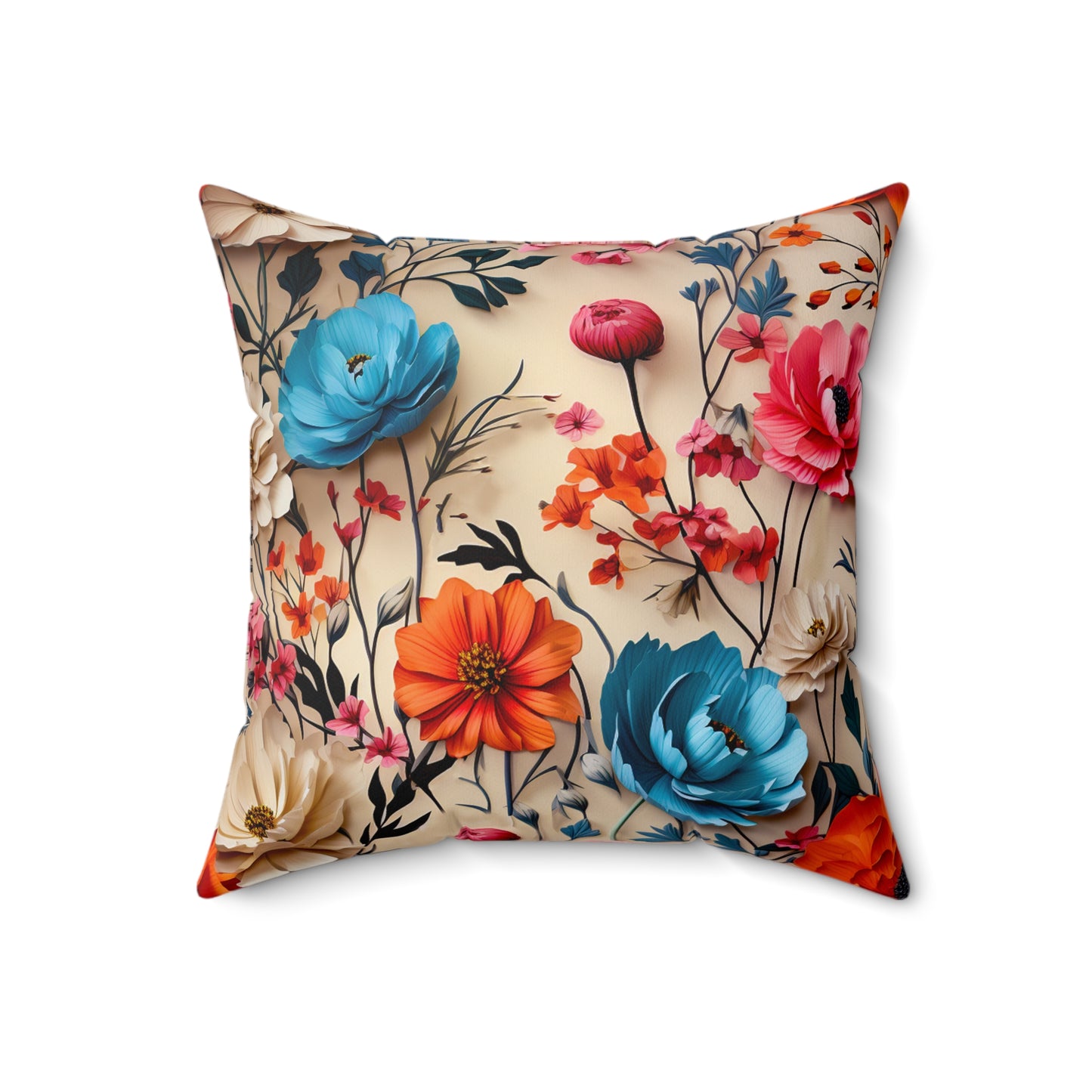 Faux Suede Square Pillow: Vintage Floral Granny Chic Throw Pillow