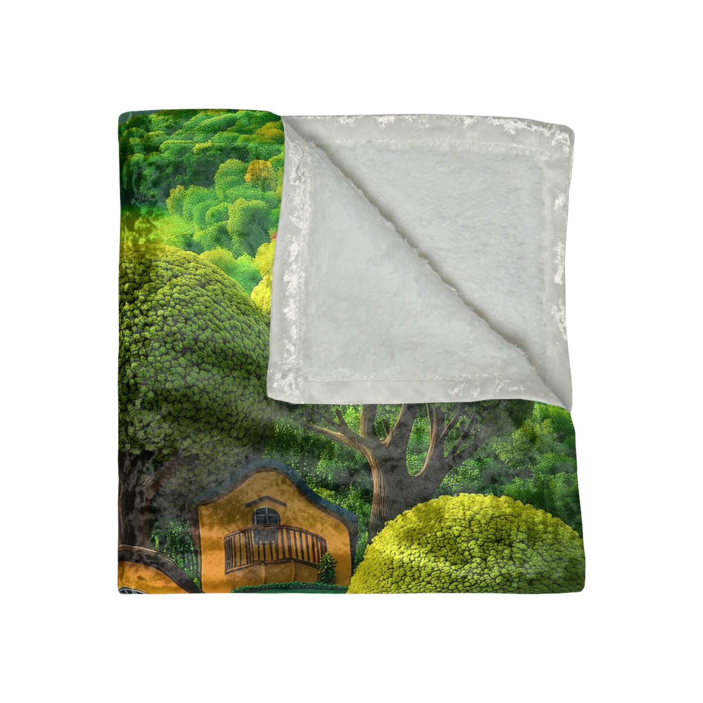Crushed Velvet Blanket | Colorful Houses and Trees