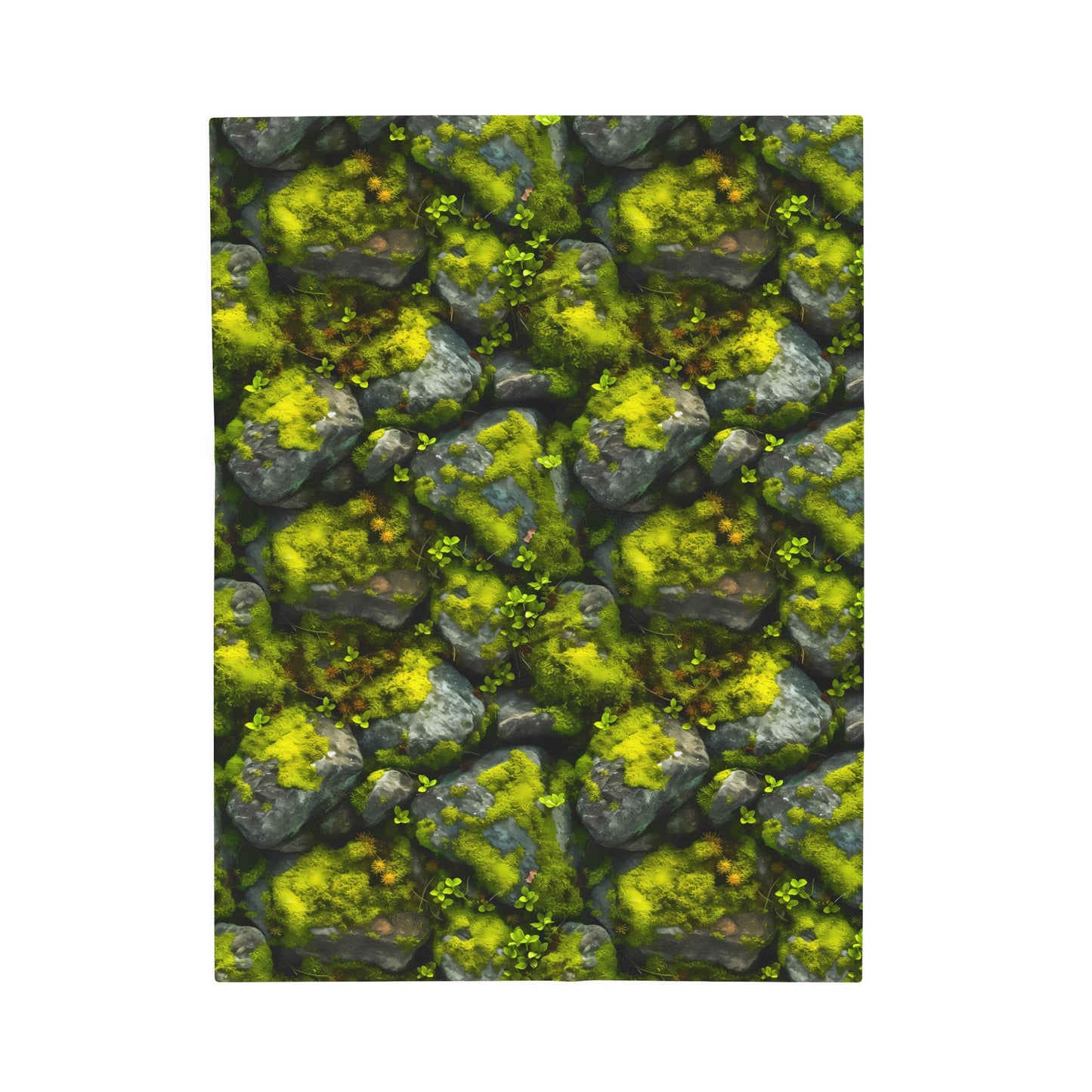 Velveteen Plush Blanket | Moss Covered Rocks | Nature Blanket