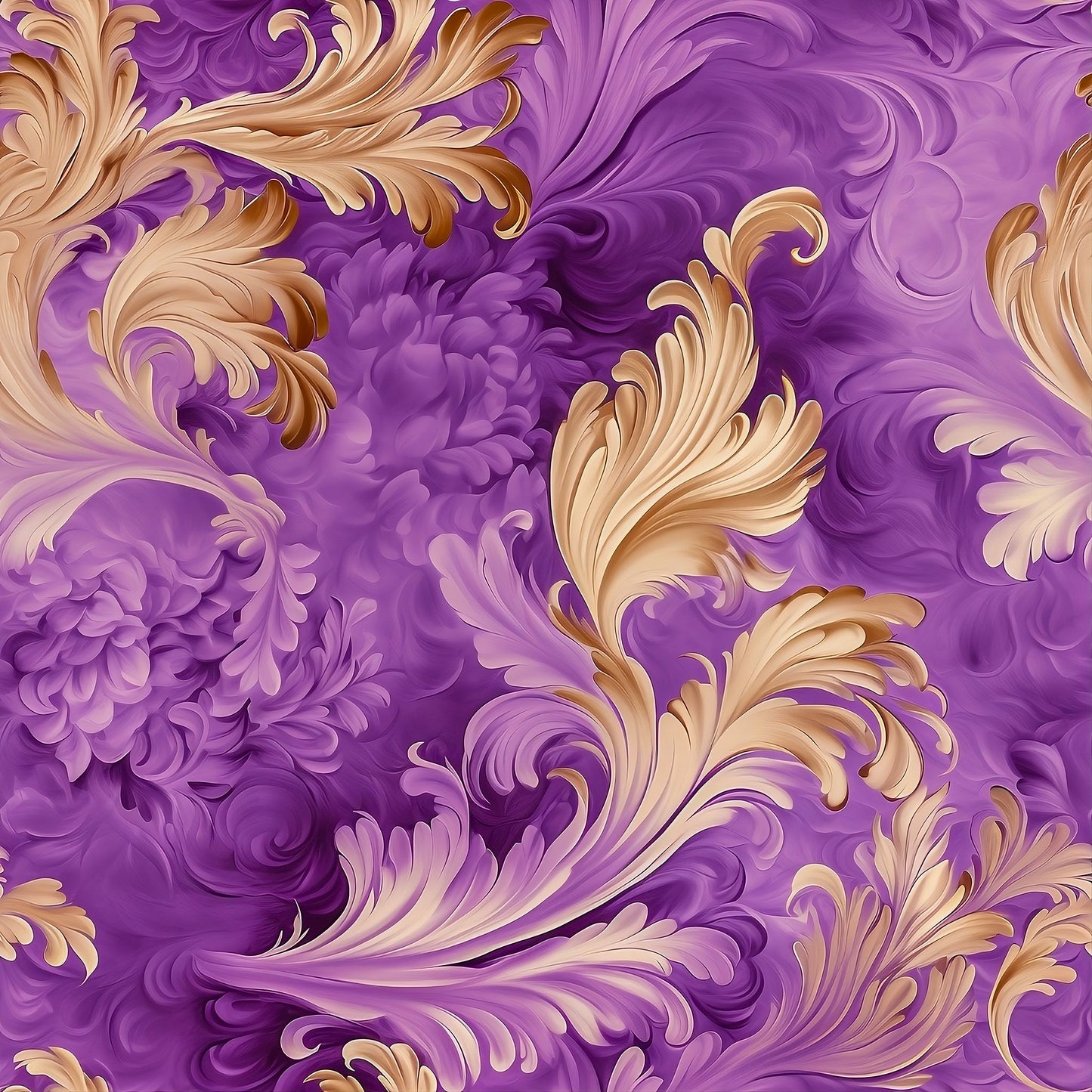 Watercolor Gift Wrap: Purple & Gold Floral, Luxurious 90-gsm Paper