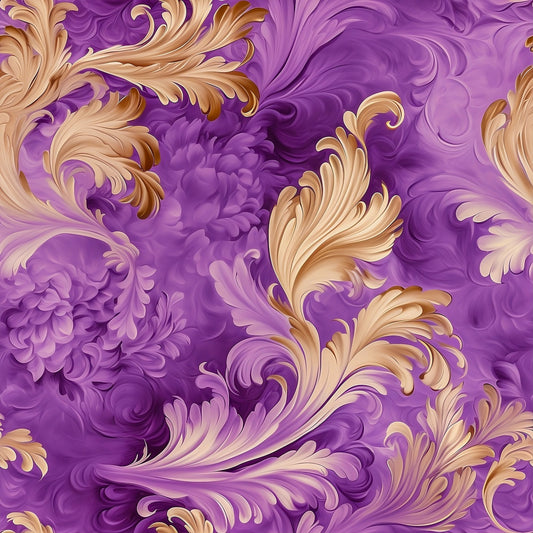 Watercolor Gift Wrap: Purple & Gold Floral, Luxurious 90-gsm Paper
