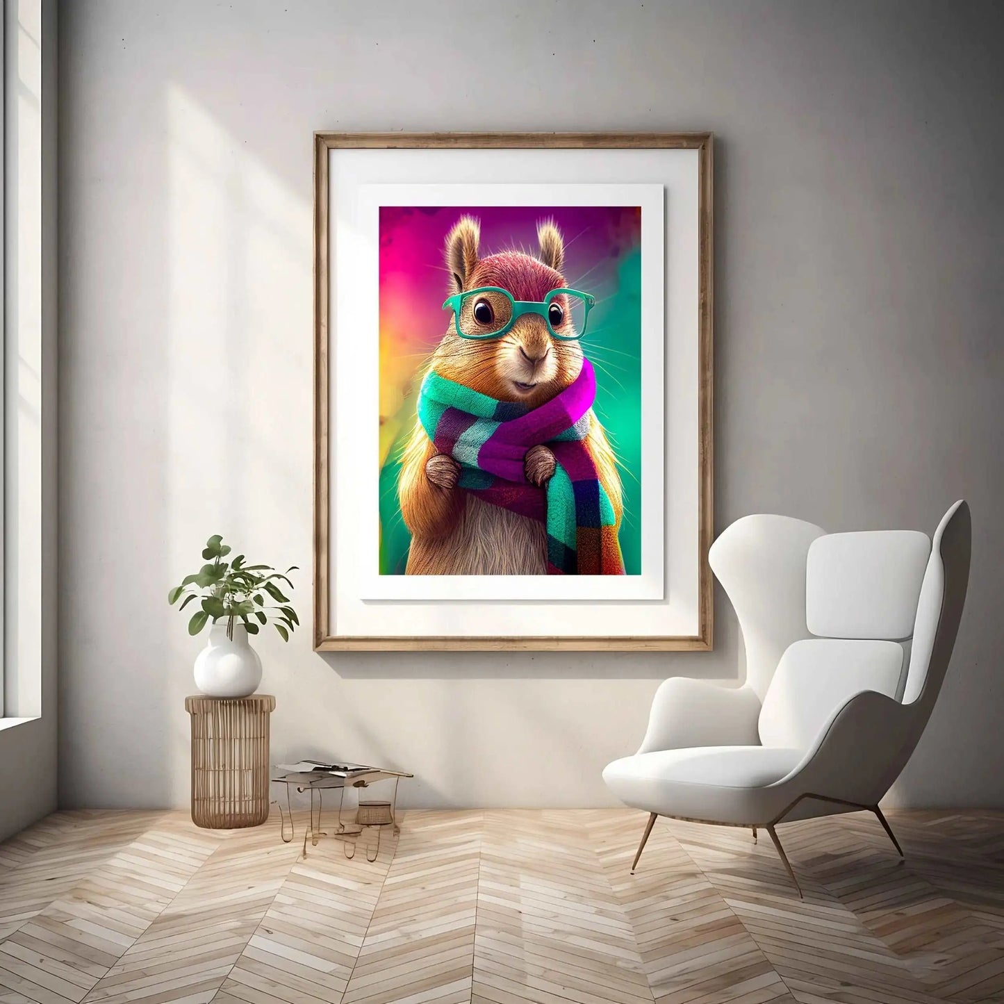 Hipster Squirrel Art Print | Trendy Hipster Animal Home Décor from The Curated Goose