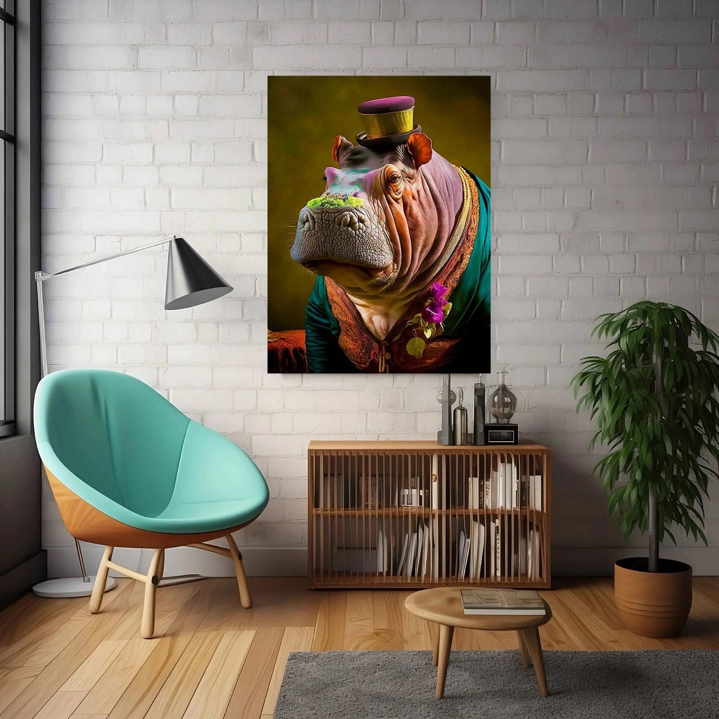Renaissance Hippo Art Print | Funny Animal Art Home Décor from The Curated Goose