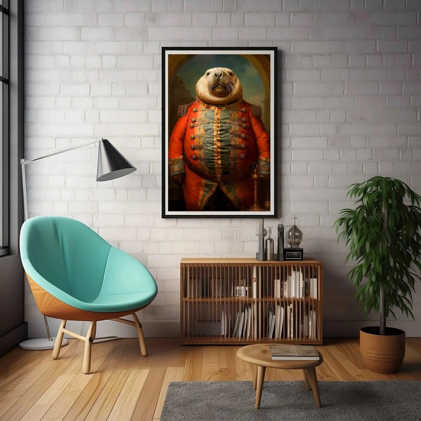 Renaissance Sea Lion Soldier Art Print | Funny Vintage Animal Home Decor from The Curated Goose