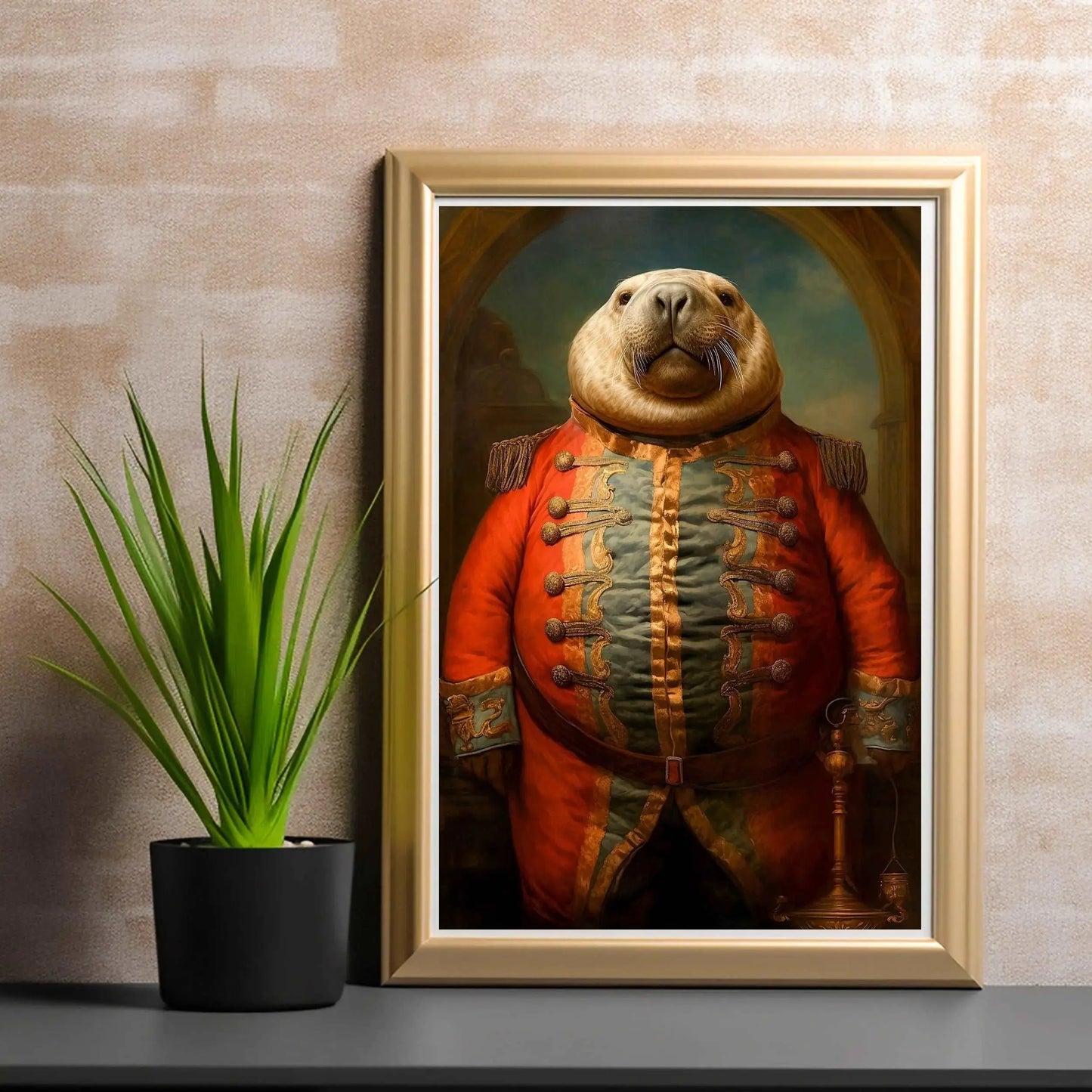 Renaissance Sea Lion Soldier Art Print | Funny Vintage Animal Home Decor from The Curated Goose