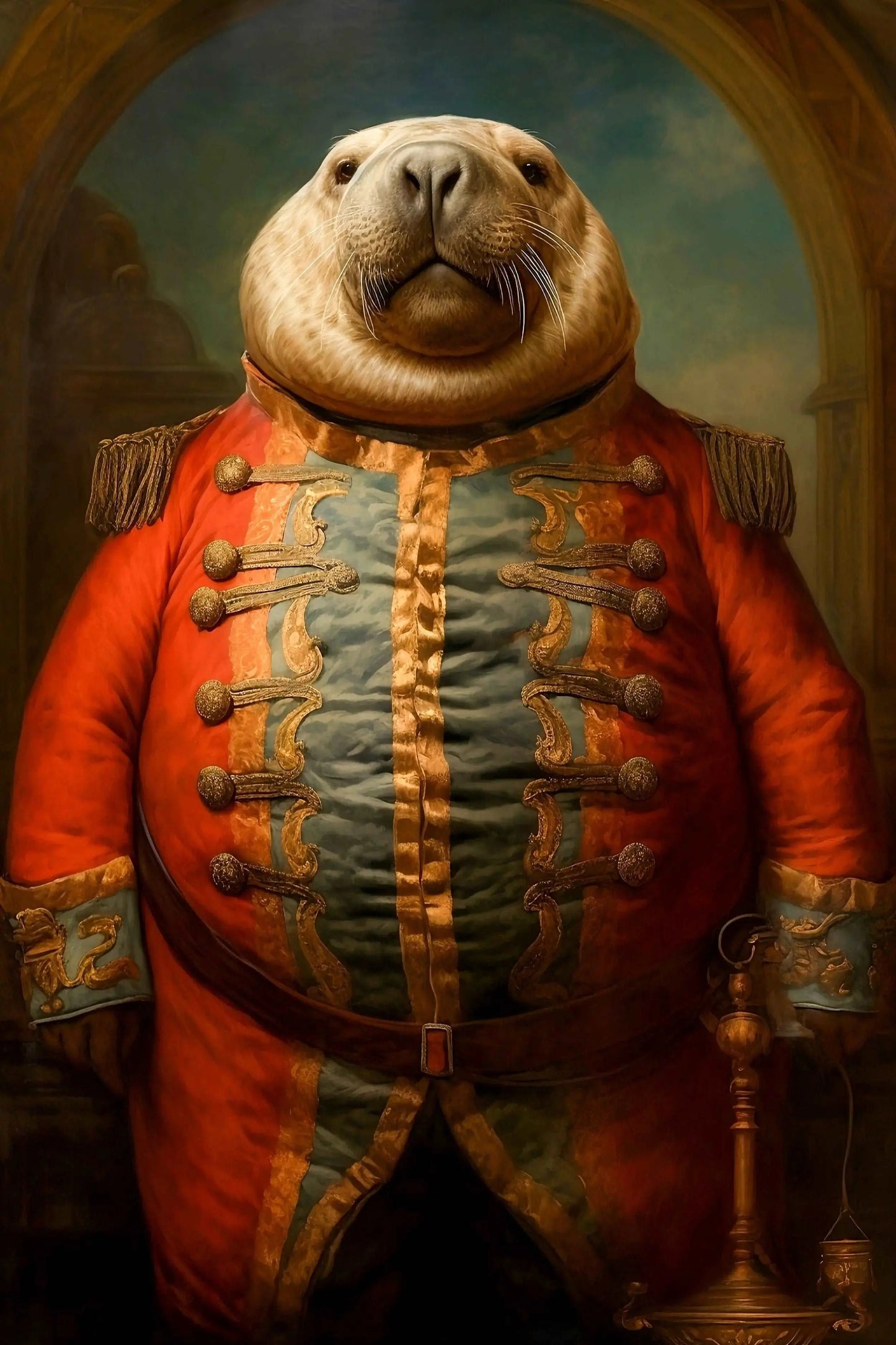 Renaissance Sea Lion Soldier Art Print | Funny Vintage Animal Home Decor from The Curated Goose