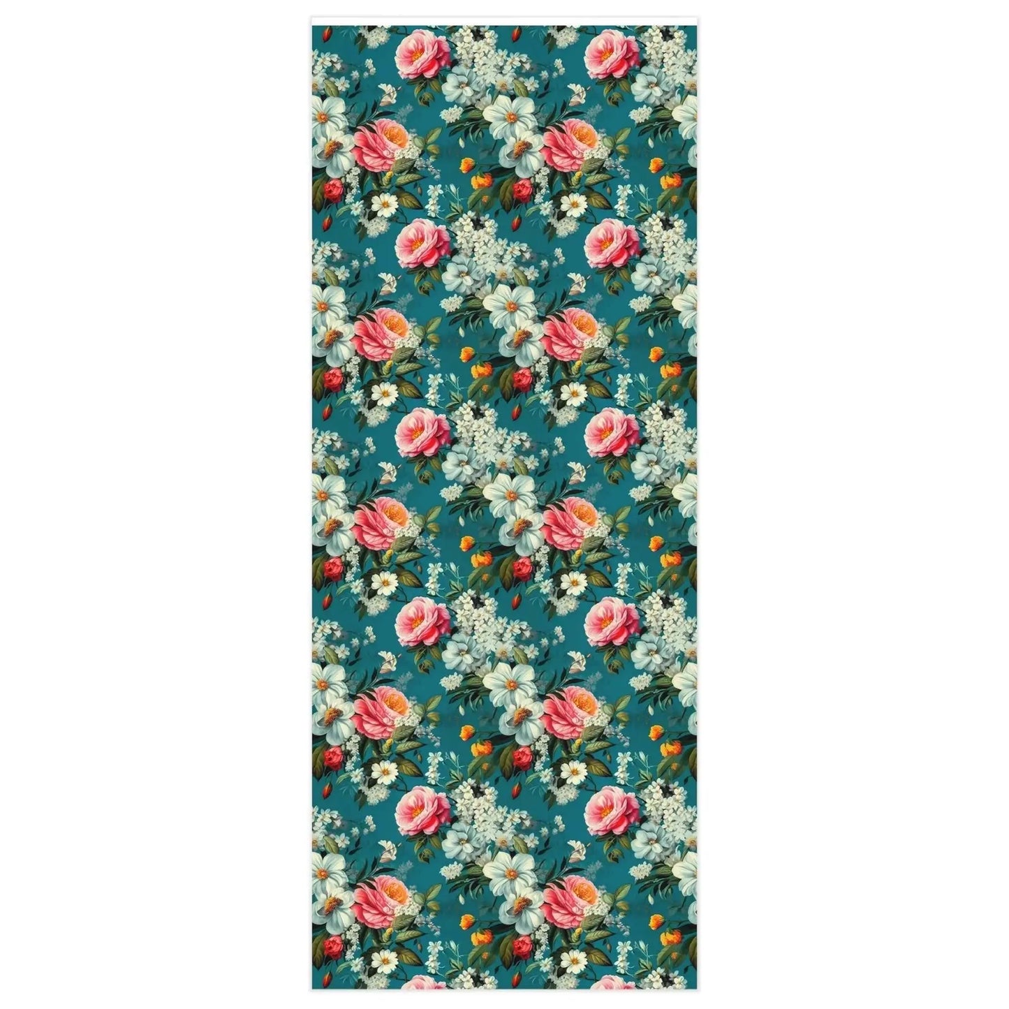 Southern Flowers Wrapping Paper Roll | Pretty Floral Gift Wrap | Colorful Flowers Teal Background - Premium Home Decor from The Curated Goose - From $23.98! Shop now at TheCuratedGoose.com
