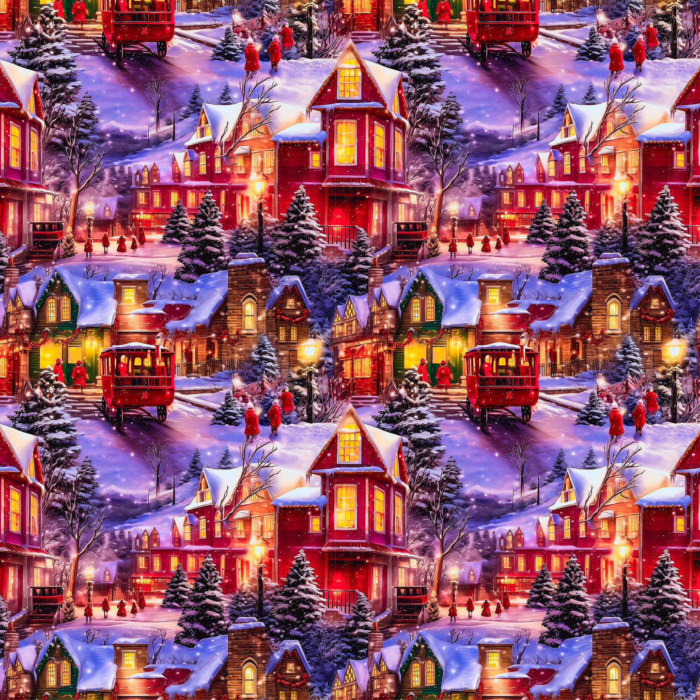 Snowy Winter Village Wrapping Paper Rolls – Nostalgic Holiday Charm with Horse Carriage Delight