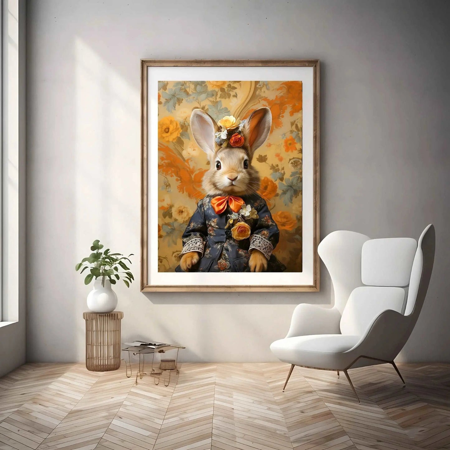 Victorian Bunny (Floral) Portrait Art Print | Victorian Wedding Party Collection from The Curated Goose